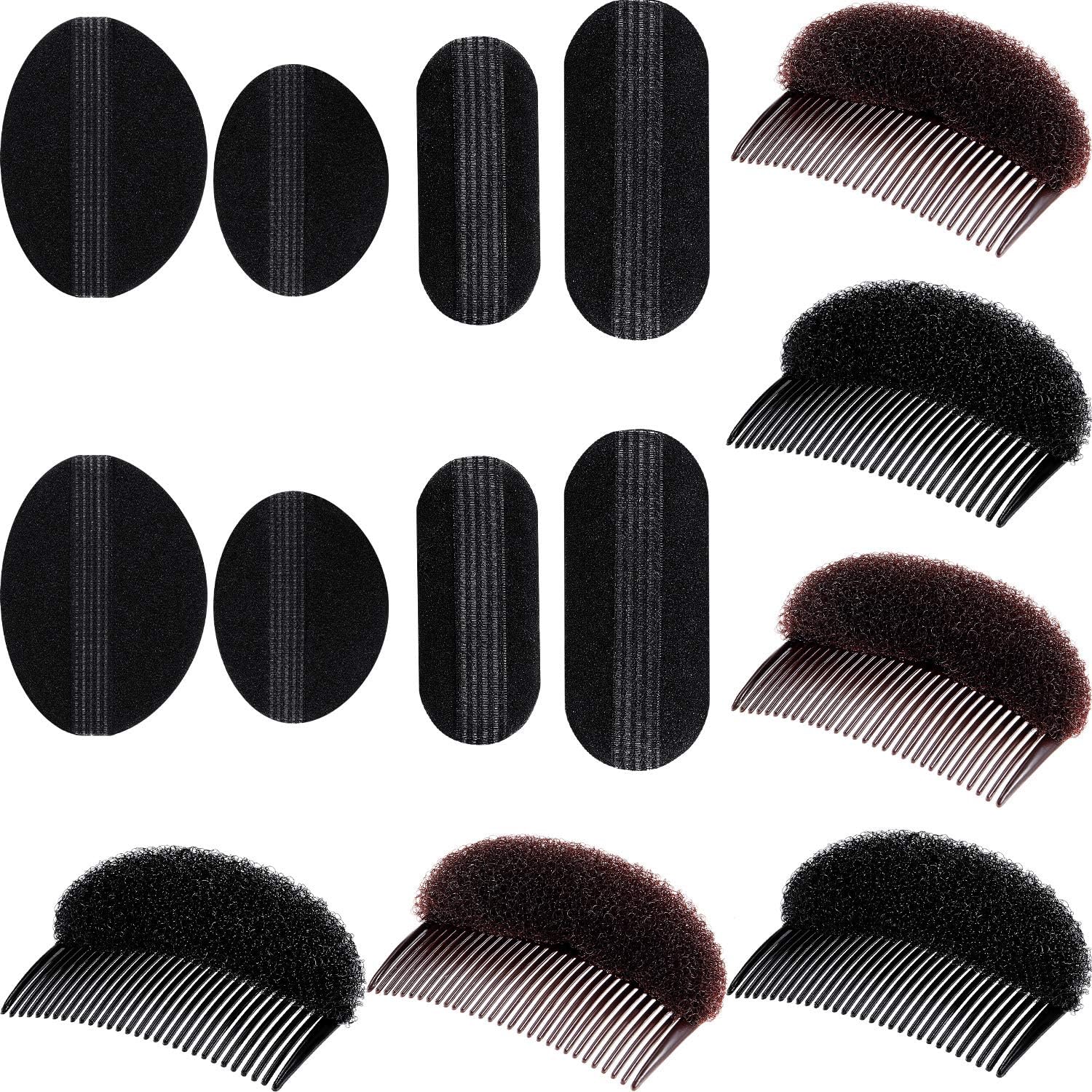 WILLBOND Bump It Up Volume Hair Base Set Styling Insert Braid Tool Hair Bump Up Comb Clip Sponge Bun Hair Pad Accessories for Women Girls DIY Hairstyle (14 Pieces)