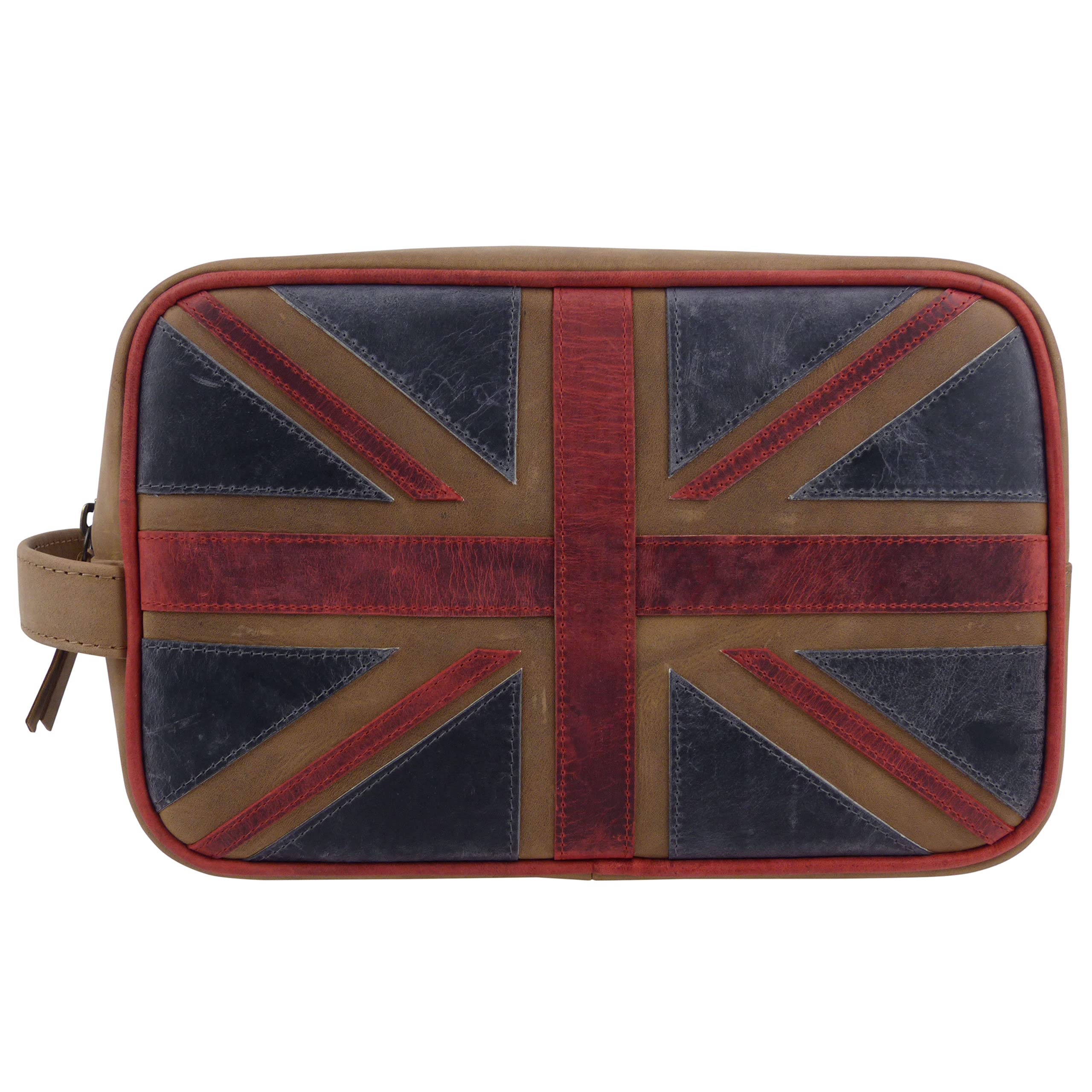 Mala Herren Kulturtasche aus Leder mit Union Jack-Design