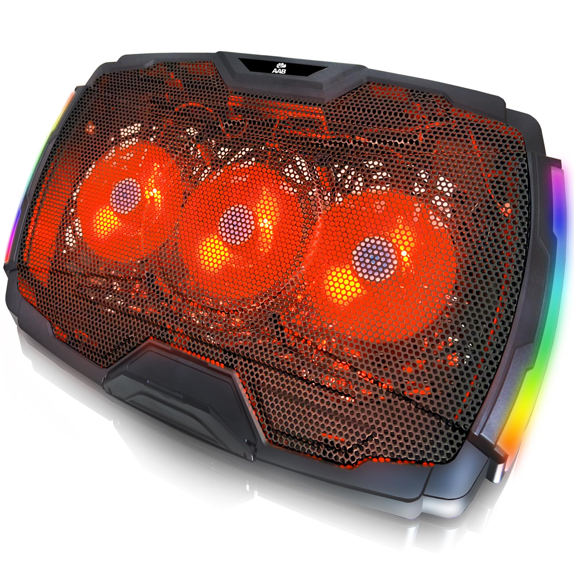 AABCOOLING VELA -Podstawka Chłodząca do Laptop-ów Gamingowych 10-17", 3 Ciche, Wydajne Wentylatory LED - Podświetlenie RGB, Nóżki Zwiększające Wysokość i Kąt, Lekkie i Wydajne Chłodzenie Podkładka