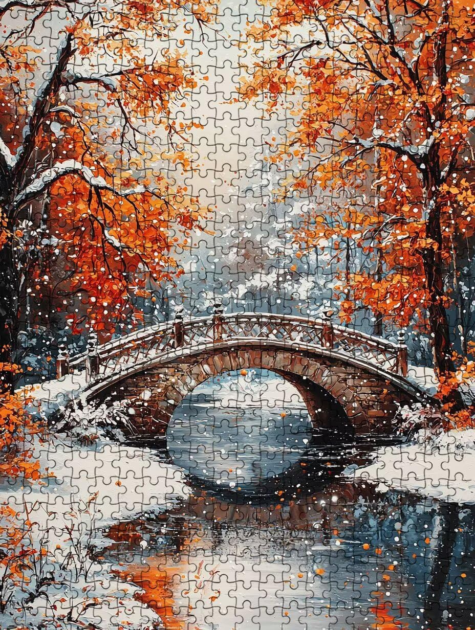 Puzzle 4000 Pezzi, Ponte Di Legno Autunno 3D Puzzle per Adulti Impegnativo, Educa Puzzles Artistico, Divertente E Stimolante Puzzles Decorativo per La Famiglia, Regalo e Decorazione Pareti DX0YL6-721