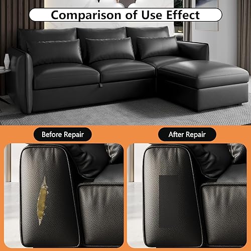 Miniatura 4 de OcePor Parche de reparación de cuero autoadhesivo de 16 x 60 pulgadas, parches de cuero para muebles, kit de reparación de cuero de vinilo para