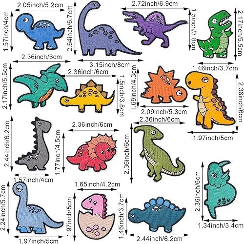 Miniatura 2 de 15 parches para planchar de dinosaurio, parches de bordado de dinosaurios, juego de parches para planchar, apliques divertidos de dinosaurios para