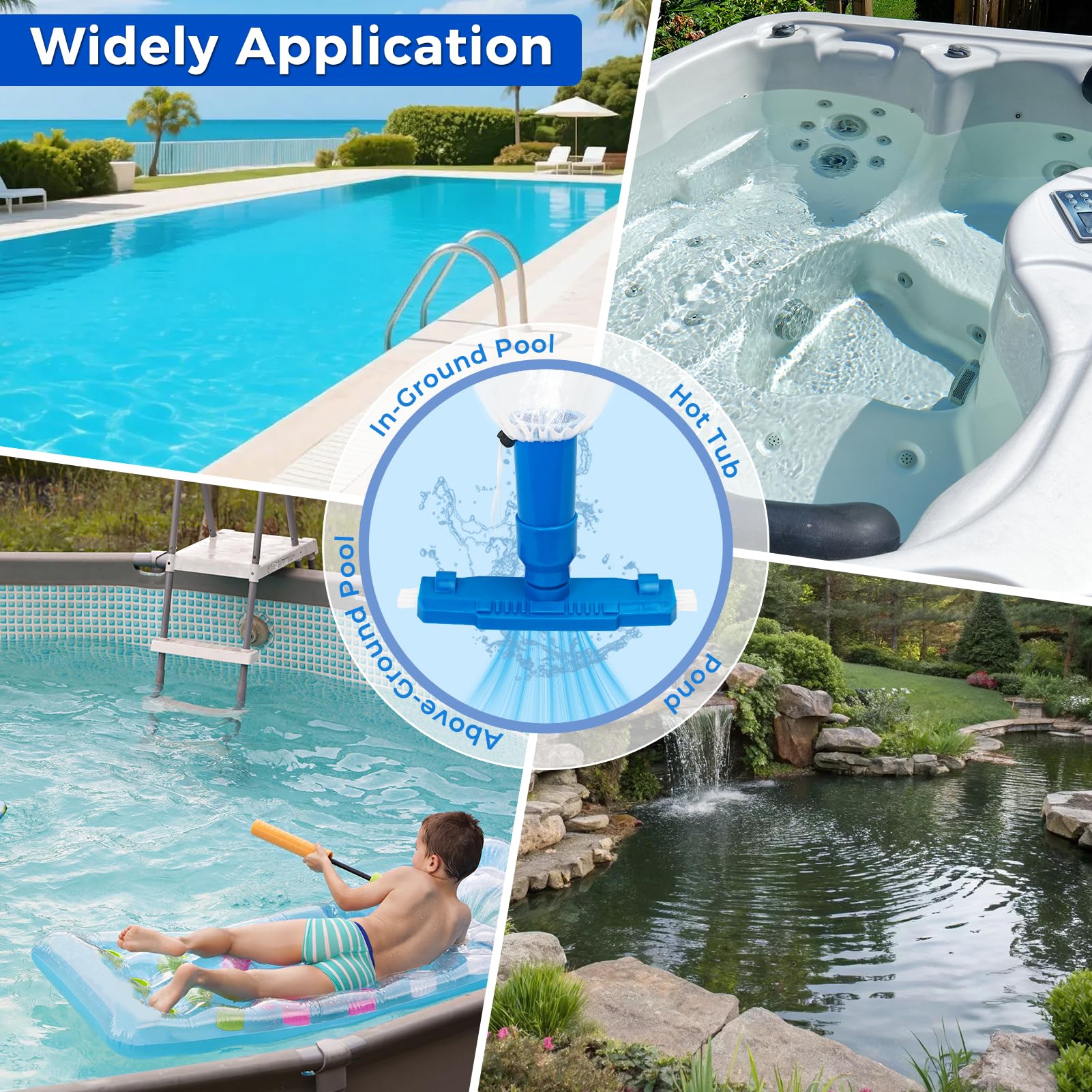 1.4m Pool Cleaning Kit, Swimming Pool Vacuum Cleaner with 5 Pole Sections, Pool Maintenance Kits with Pool Nets, Pond Vaccum Cleaner with Large Capacity Skimmer Net, Hot Tub Vac to Clean Dirty — view 7