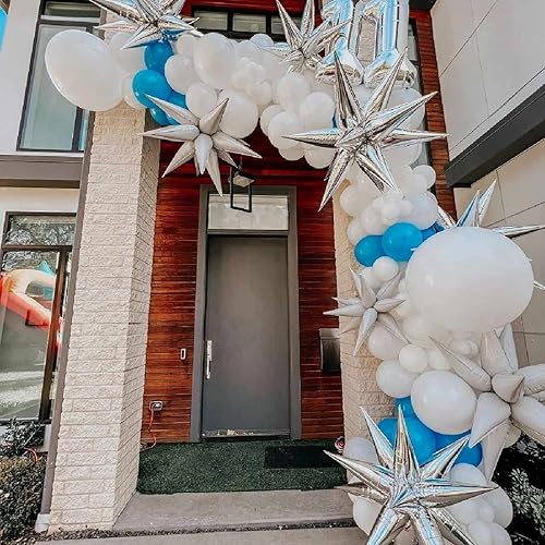Miniatura 7 de Globos de estrella plateados, 40 globos de estrella gruesos, globos metálicos de aluminio de explosión de estrella de 28 pulgadas para cumpleaños,