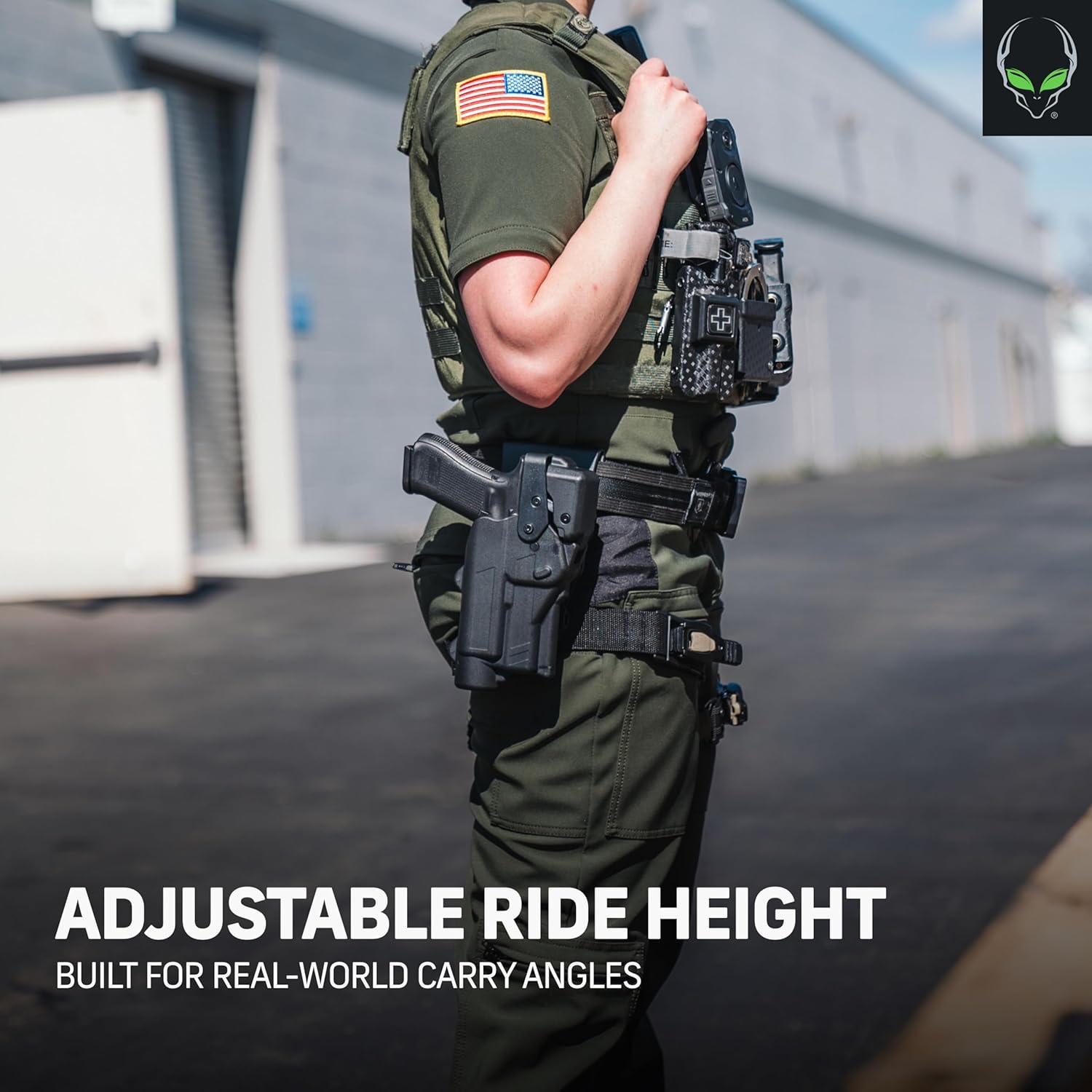 Alien Gear Rapid Force Level 3 Duty Holster – Right Hand – Light-Bearing & Optic-Ready – Mid Ride Belt Slide – Multiple Gun Fits – Matte Black – No Light, Compact Light and Large Light Options