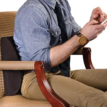 DMI Lumbar Support Pillow for Chair to Assist with Back Support with Removable Washable Cover to Ease Lower Back Pain while Improving Posture, 14 x 13 x 5, Contoured Foam, Standard, Black
