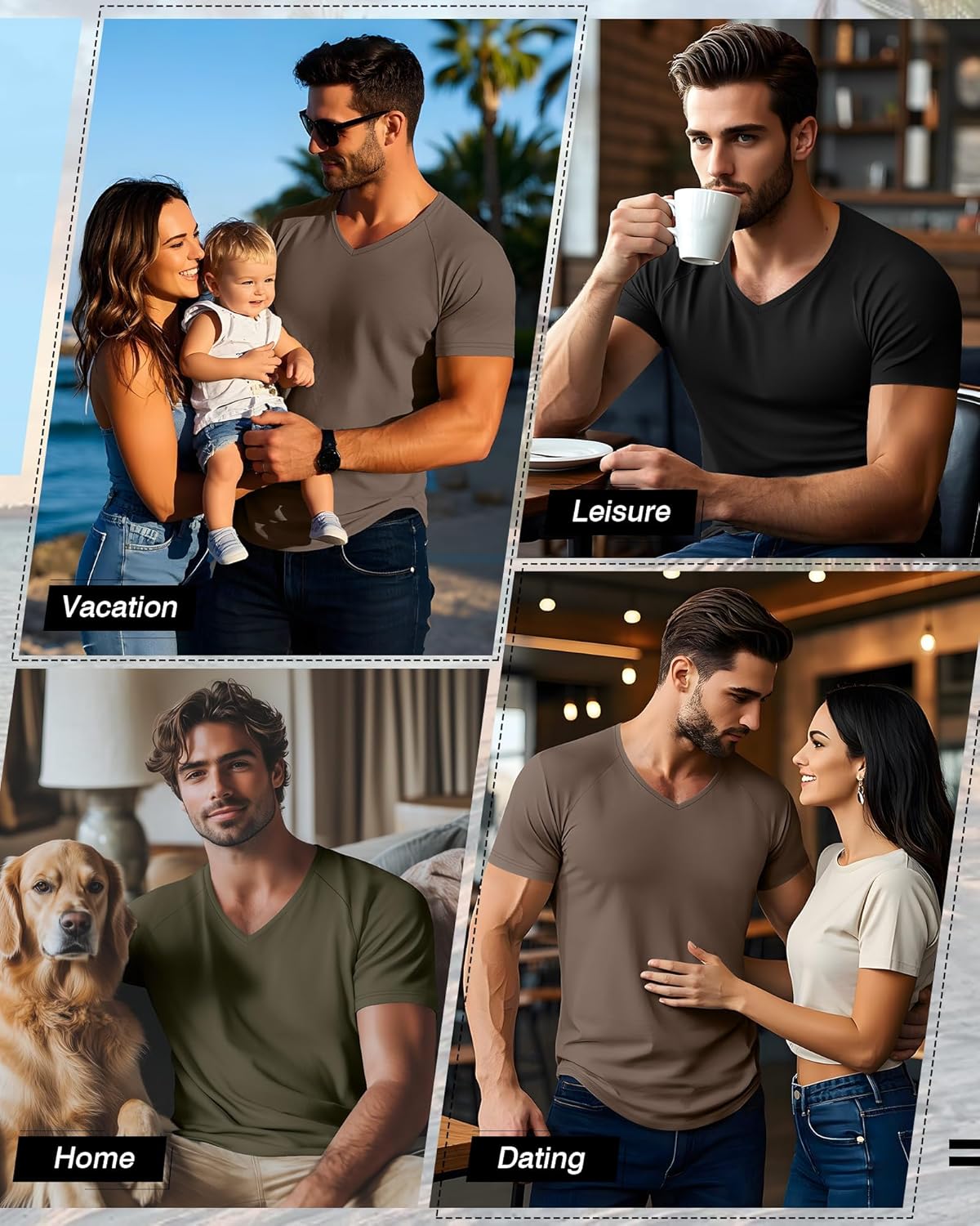 Riyiper 3 Pack Men's Short Sleeve V Neck T-Shirts Raglan Curved Hem Shirts Casual Basic Tops Soft Summer Stretchy Tees - Image 3