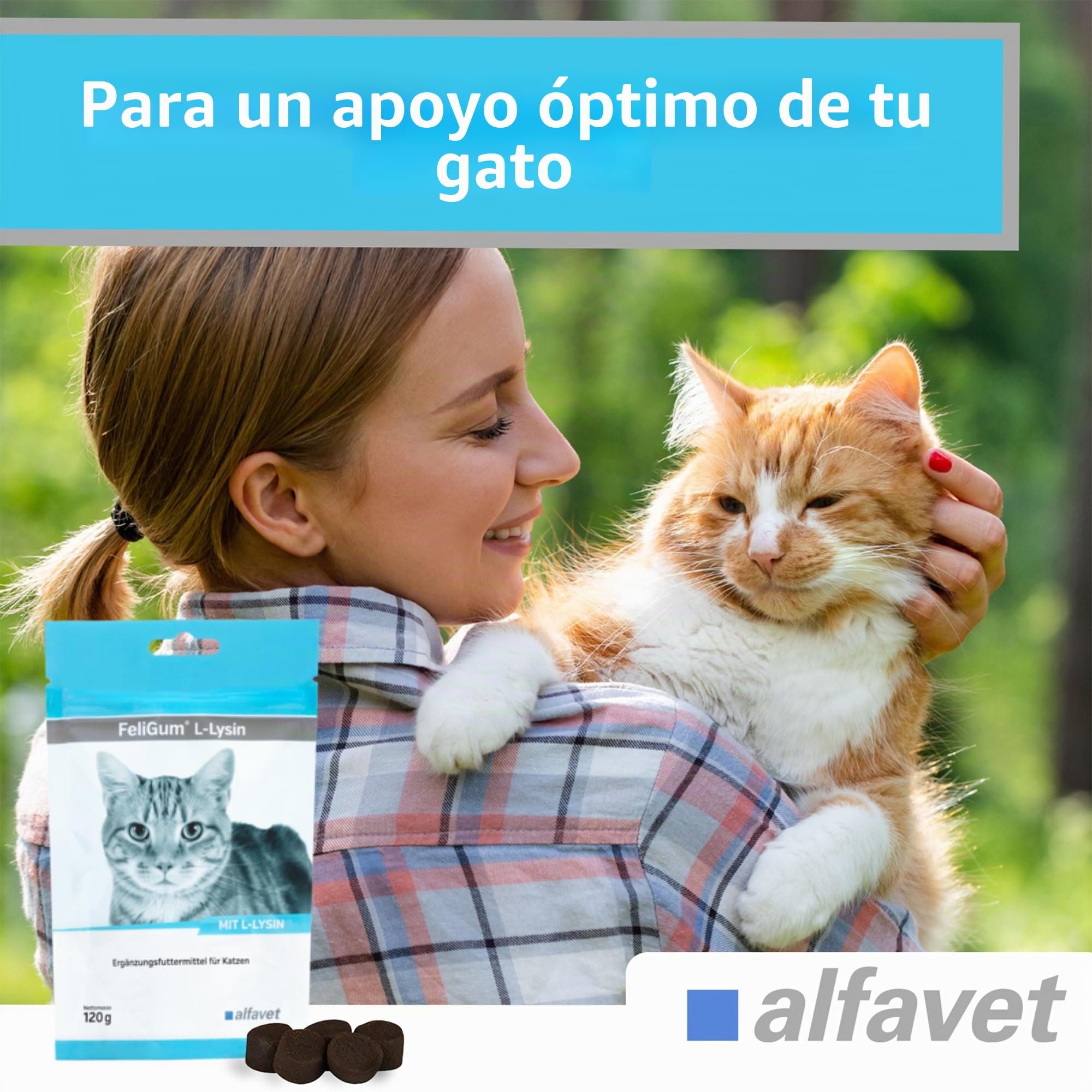 Alfavet FeliGum L-Lysine - Alimento complementario para Gatos resfriados - 3 Bolsas de 120 g, Aprox. 180 Pastillas masticables