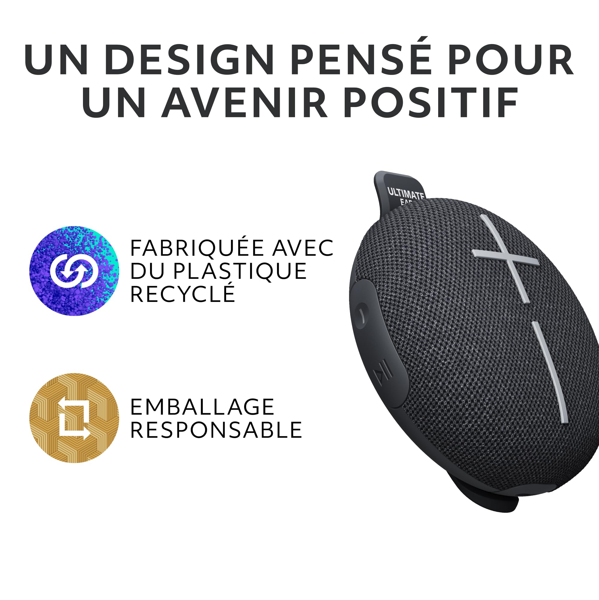 Ultimate Ears MINIROLL Enceinte Bluetooth Ultra-Portable et étanche, Basses puissantes, Indice de Protection IP67 Contre la poussière, portée de 40 m (131 Pieds) - Noir | Bassi potenti, resistente alla polvere IP67, raggio d'azione di 40 m - Nero