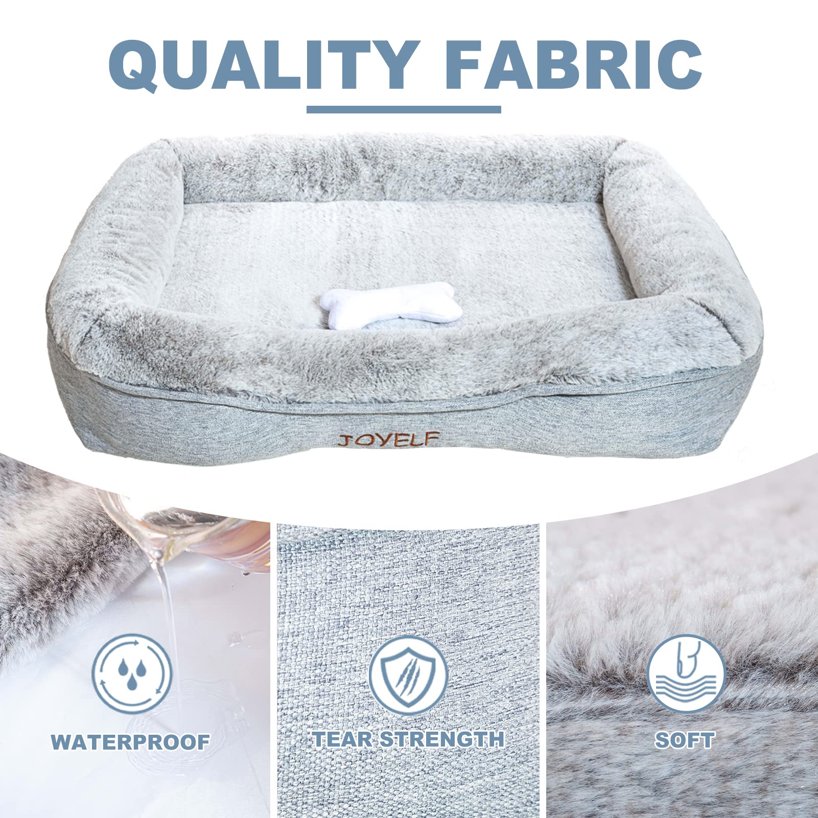 JOYELF Memory Foam Cama Ortopédica Pequeña para Perros con Funda Lavable, Diseño Independiente con Forro Impermeable Gratis Incluido