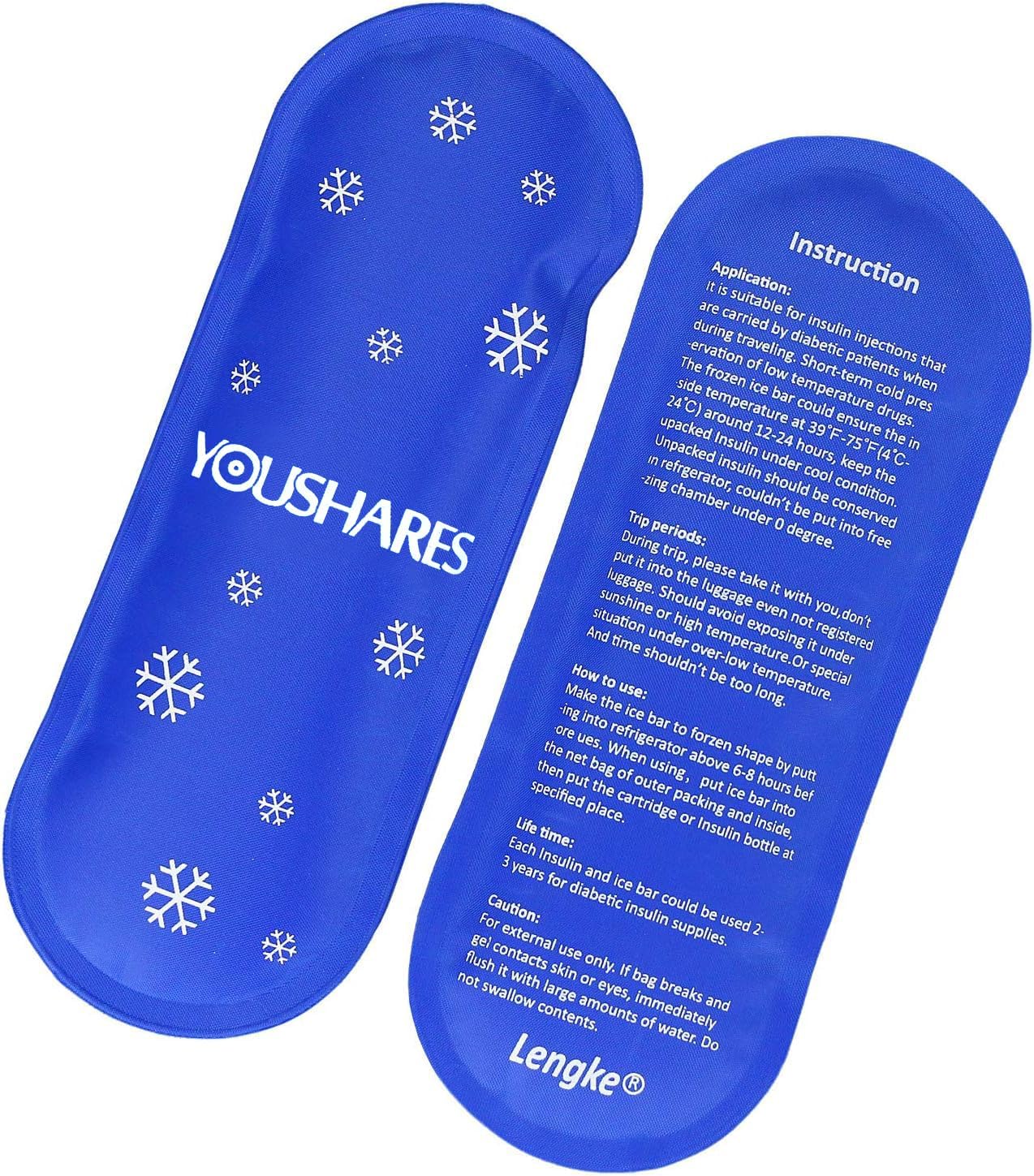 YOUSHARES TSA Approved Ice Packs - Reusable Gel Ice Packs for Insulin Cooler Travel Case, Spare Leak-Proof Cold Packs Suitable for Most Diabetic Cooler Storage Bags (2 Packs)