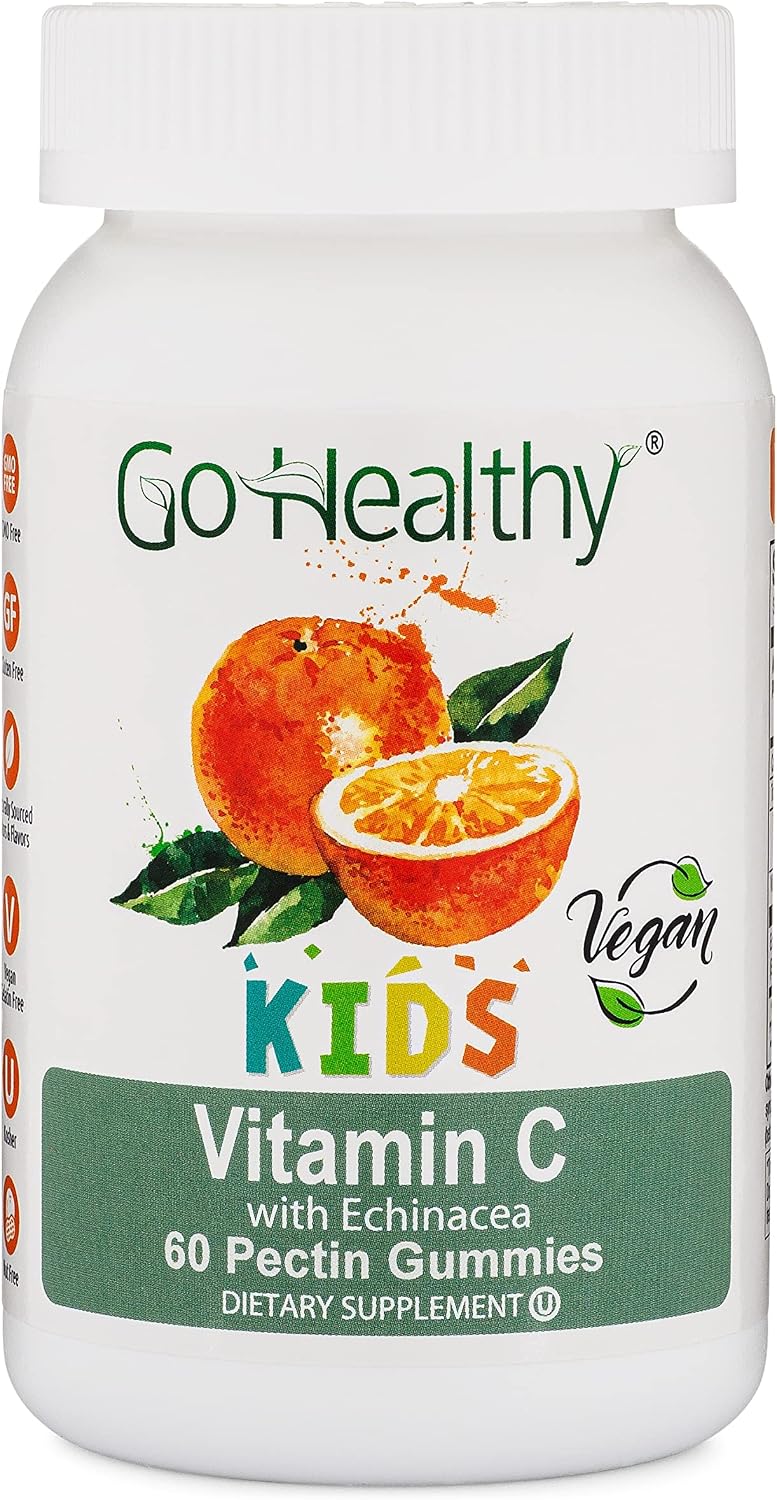 Go Healthy Vitamin C Gummies for Kids, Vegan, Vegetarian, Non-GMO, Gluten Free, Kosher & Halal - 60 Servings