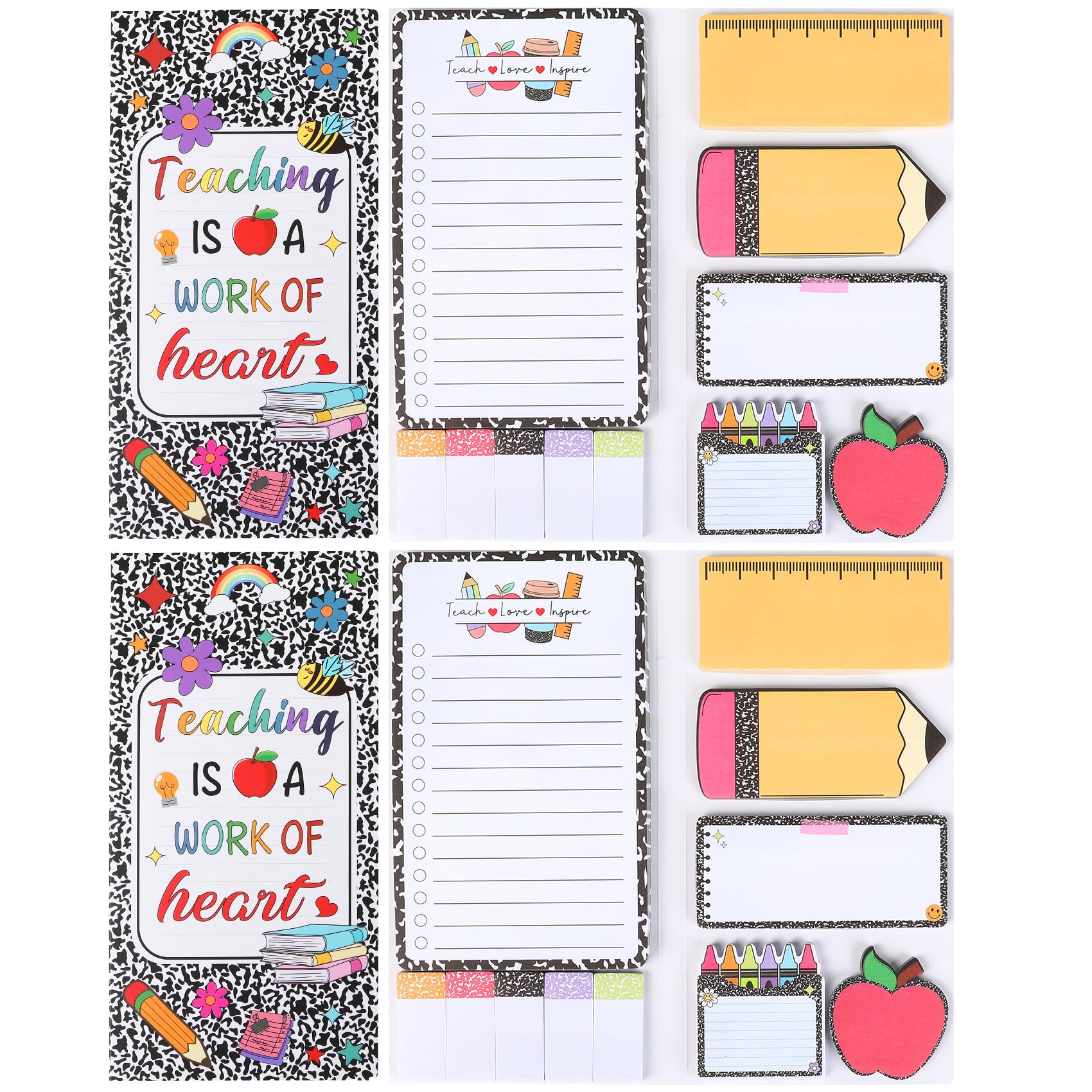Haftnotizen für Lehrer, 2 Stück, selbstklebende Notizblöcke für Lehrer, niedliches Post-It-Notizen, Zubehör für Lehrer, Klassenzimmer, Muss für den Schulanfang, Geschenke für Lehrer