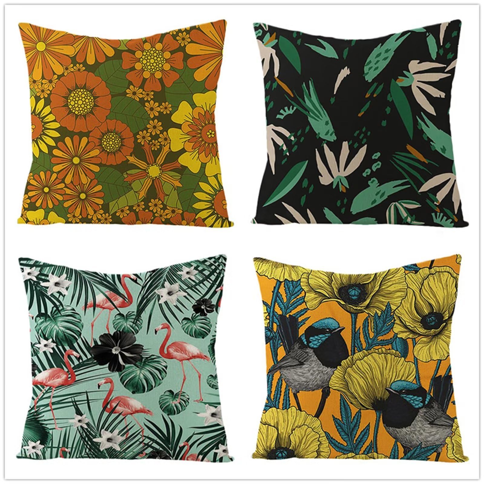 Set di 4 Fodere per Cuscini 80x80cm,cuscini per divano Modello retrò Giardino Esterno Fodere per Cuscini Decorativi Velluto Quadrate per Cuscino,per Casa Soggiorno Camera da Letto Divano YG1164