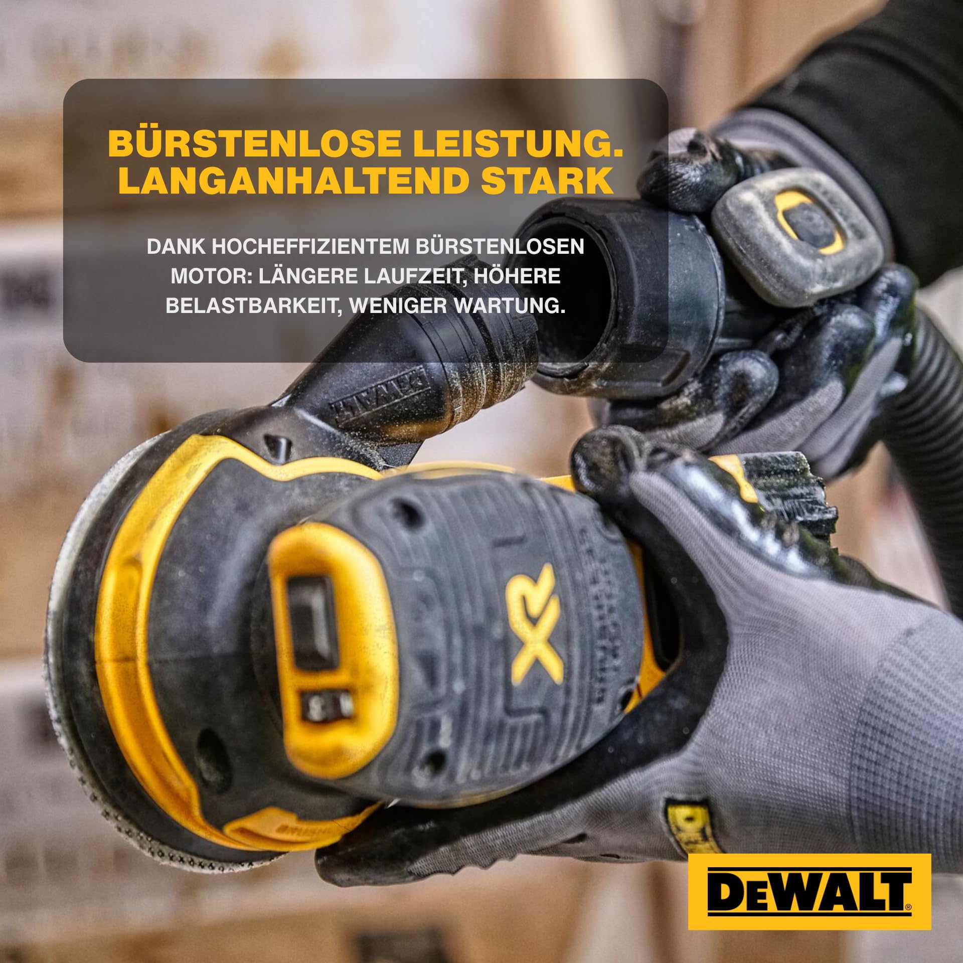 DEWALT 18V XR Akku-Exzenterschleifer mit Bürstenlosem Motor, 125mm Schleifteller, Drehzahlregler, Ergonomisch, Klettsystem, Geringe Vibration, Staubschutz, Solo-Gerät – DCW210NT-XJ