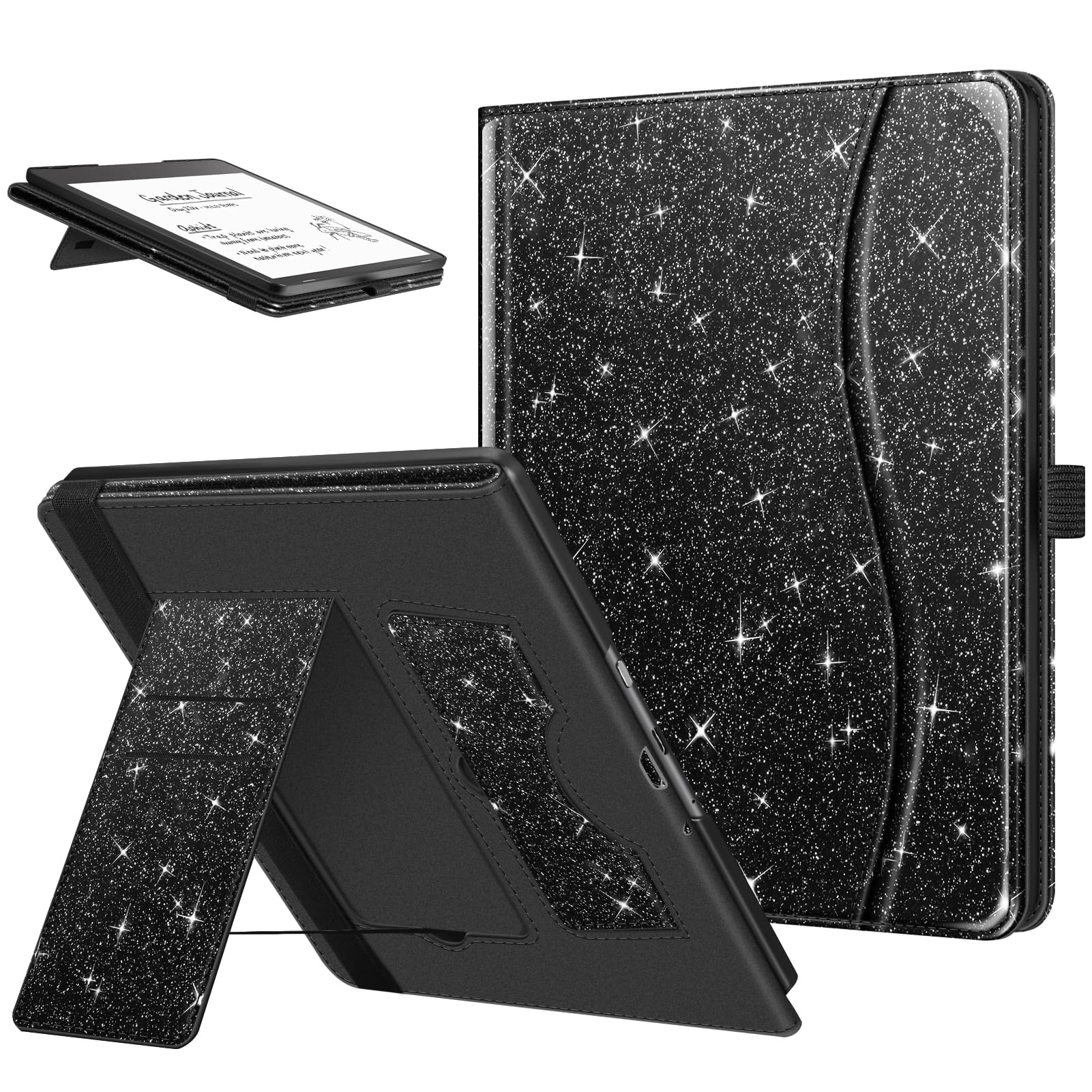 Fintie Stand Case for Kindle Scribe 10.2 Inch 2024/2022, Glitter Black