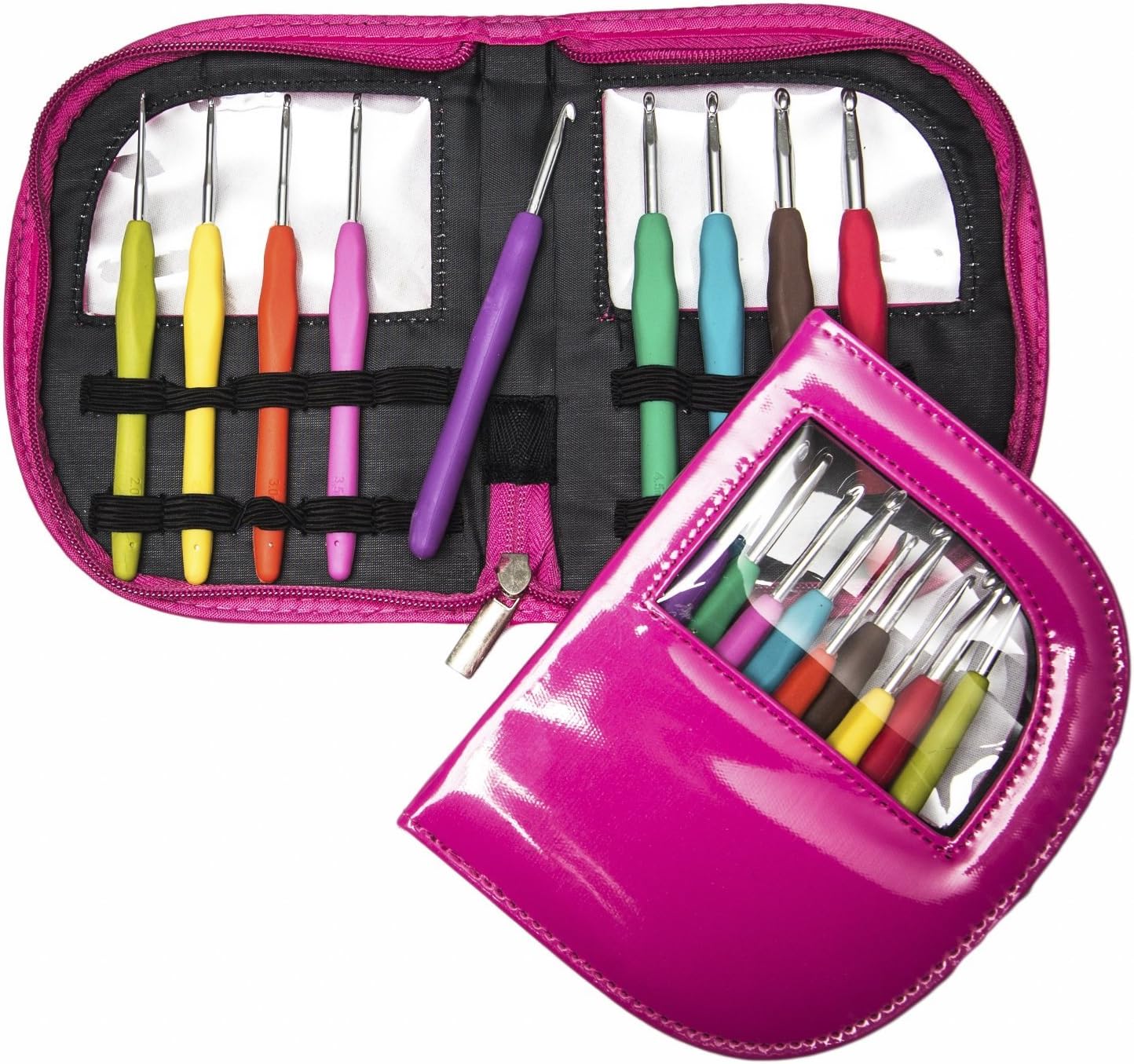 Ergo Hooks Ergonomic Crochet Hooks Cushion Grip for Ultimate Comfort. Includes 9 Pcs Color Coded Crochet Hooks Set + See-Through Case