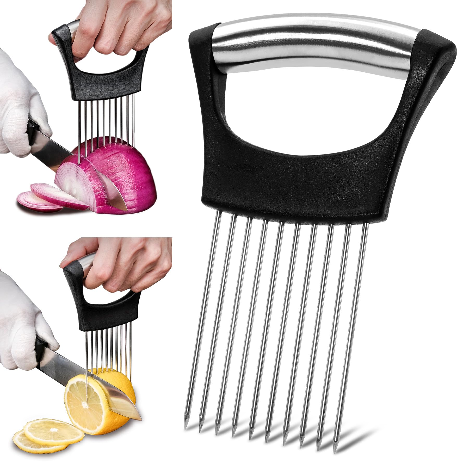 Brelet Lot de 2 Coupe Oignon Manuel en Acier Inoxydable pour Trancher Légumes Gadget Cuisine