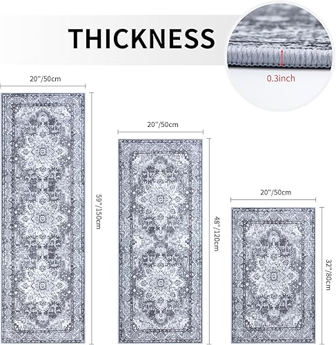 Miniatura 2 de Juego de 3 alfombras de cocina antideslizantes lavables para el suelo, juego de 3 alfombras de cocina súper suaves para cocina, lavandería, entrada,