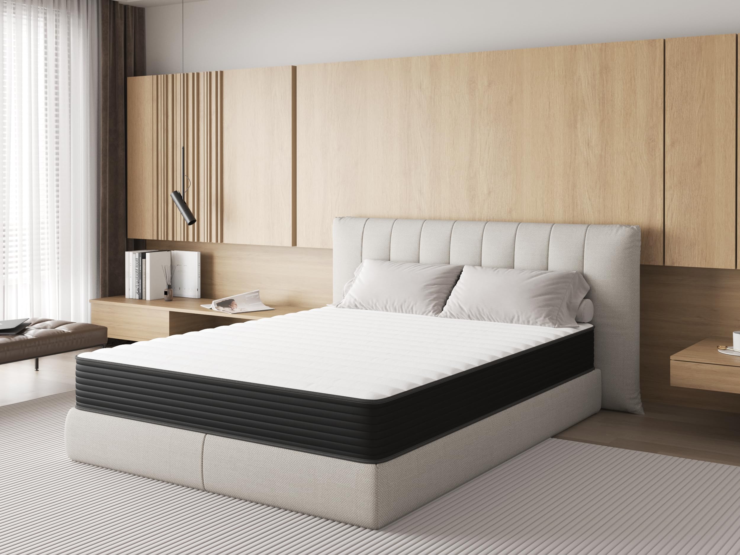 Matelas 140x200CM,Epaisseur 24CM,Matelas Mousse 2 Personne,Moelleux et Respirant