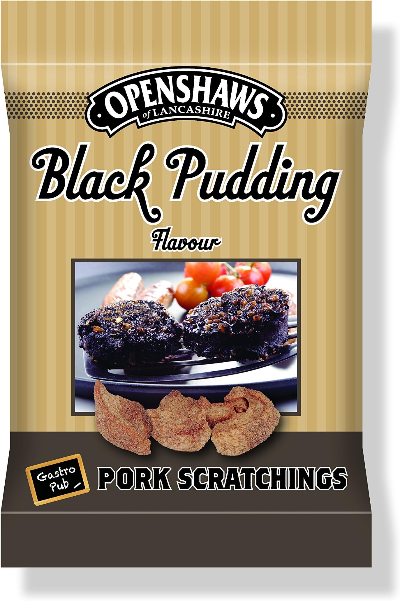 Freshers Foods Openshaws GastroPub Black Pudding Pork Scratchings Card, 45 g (Pack of 8)