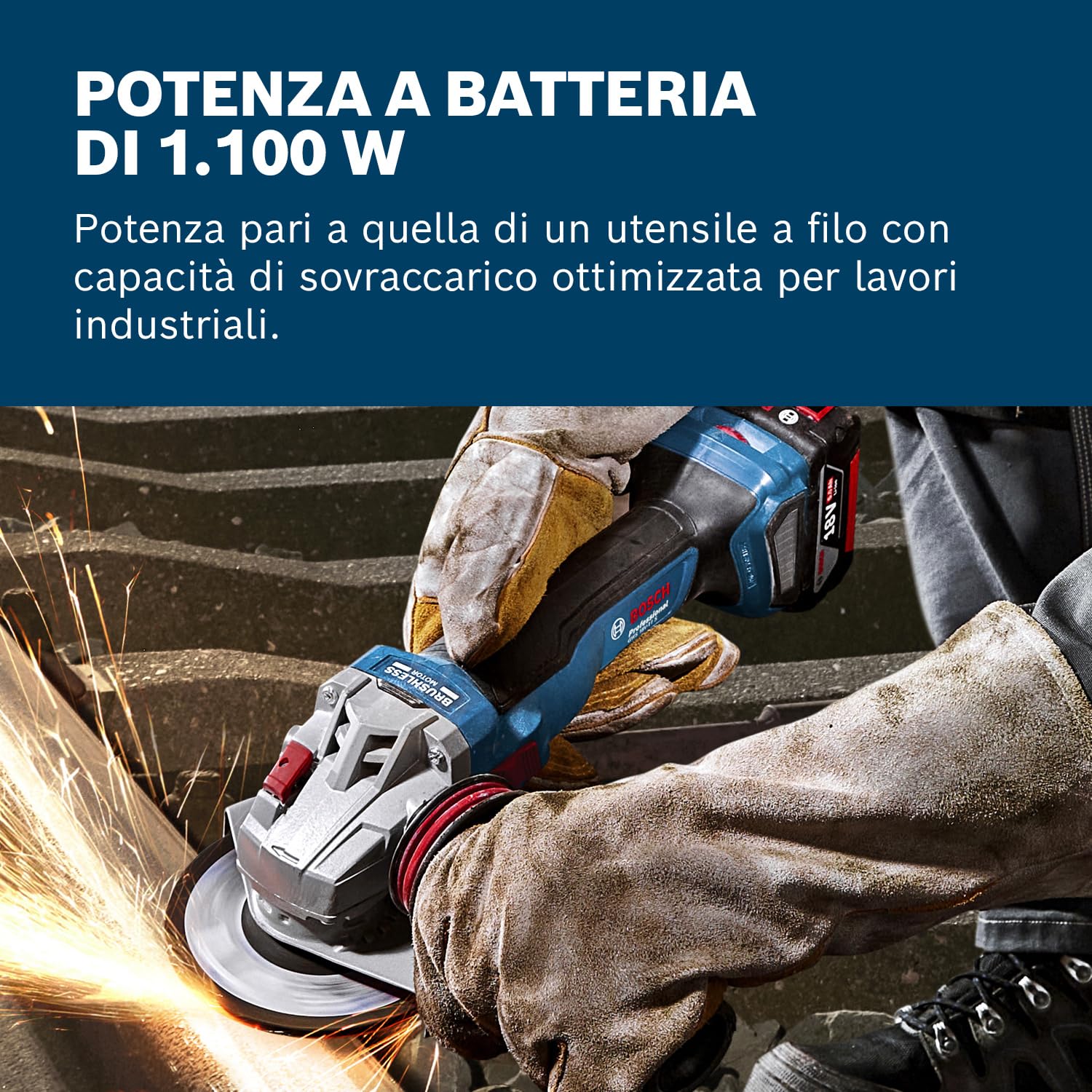 Bosch Professional 18V System Smerigliatrice angolare a batteria GWS 18V-11 S (diametro disco 125 mm, senza batteria/caricabatteria)