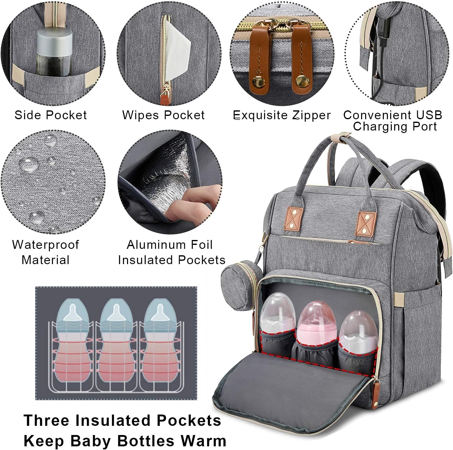 Mochilas (Bebês), Bolsa Mochila Maternidade Impermeável Bebê Menino Menina