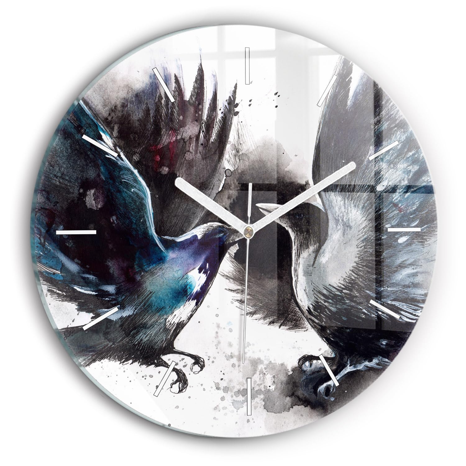 Horloge en verre Oiseaux Peints 30 cm, l'idée cadeau déco idéale