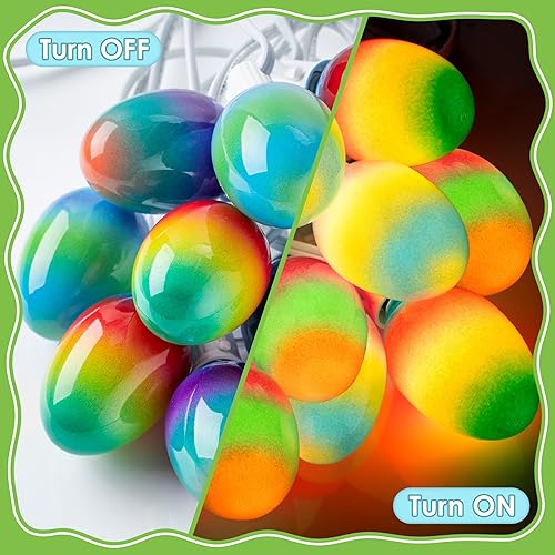 Miniatura 3 de Enhon Guirnalda de luces de huevo de Pascua, 10.5 pies, 10 luces LED multicolor pastel de Pascua, luces de cadena de huevos para Pascua, fiesta,