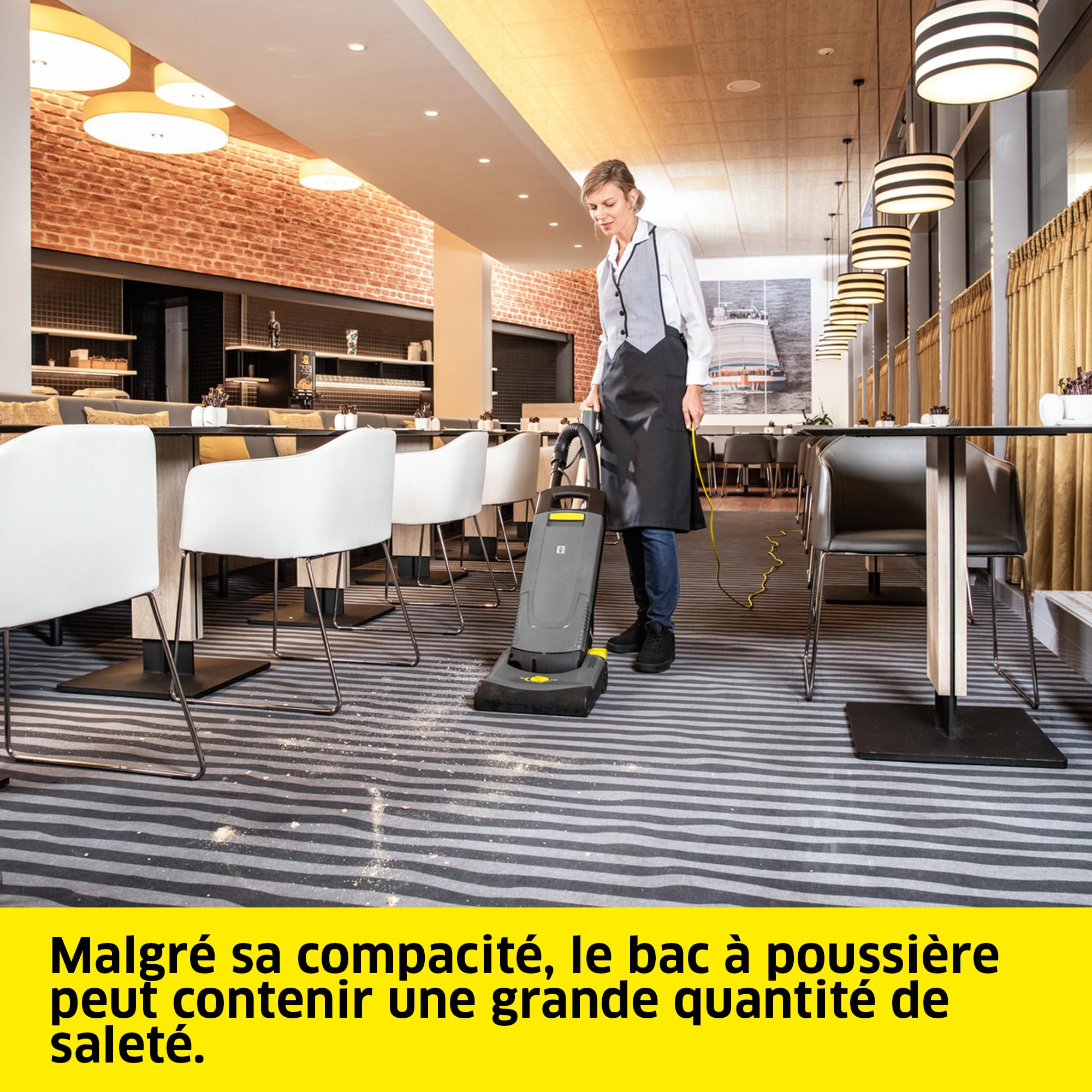 Kärcher aspiro-brosseur CV 30/1, Largeur de Travail de 300 mm, pour Les Grandes Surfaces, Embrayage centrifuge, système de Filtration Triple, câble détachable, Changement de Brosse sans Outil
