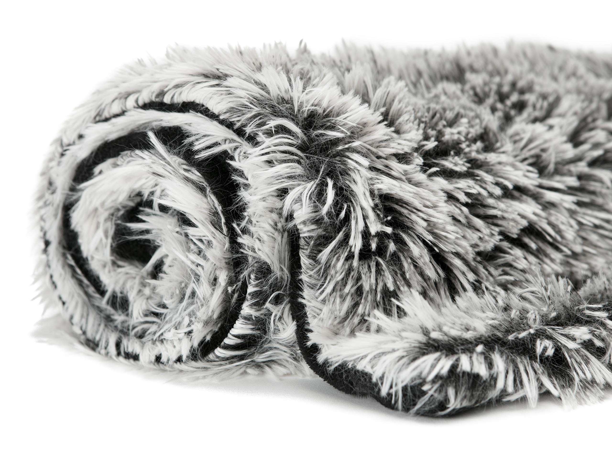 Chanasya Super Soft Fuzzy Shaggy Faux Fur Throw Blanket - Chic Design Snuggly Plush Lightweight with Reversible Mink for Couch Living Room Bedroom Home Décor (50x65 Inches) Frost Tip Black