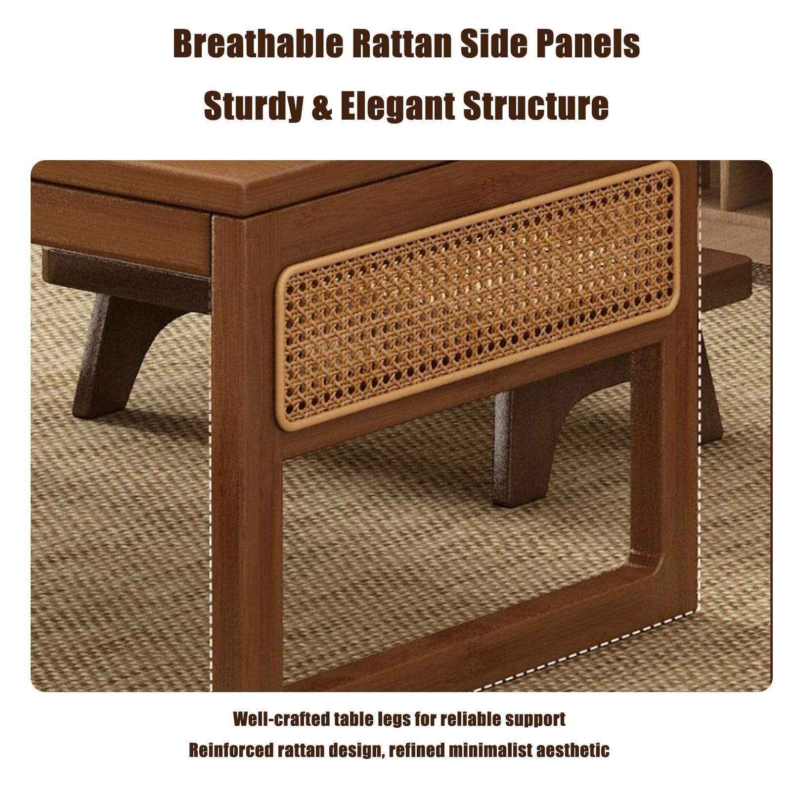 Mesa de centro plegable japonesa de bambú, Mesilla de té y café, portátil