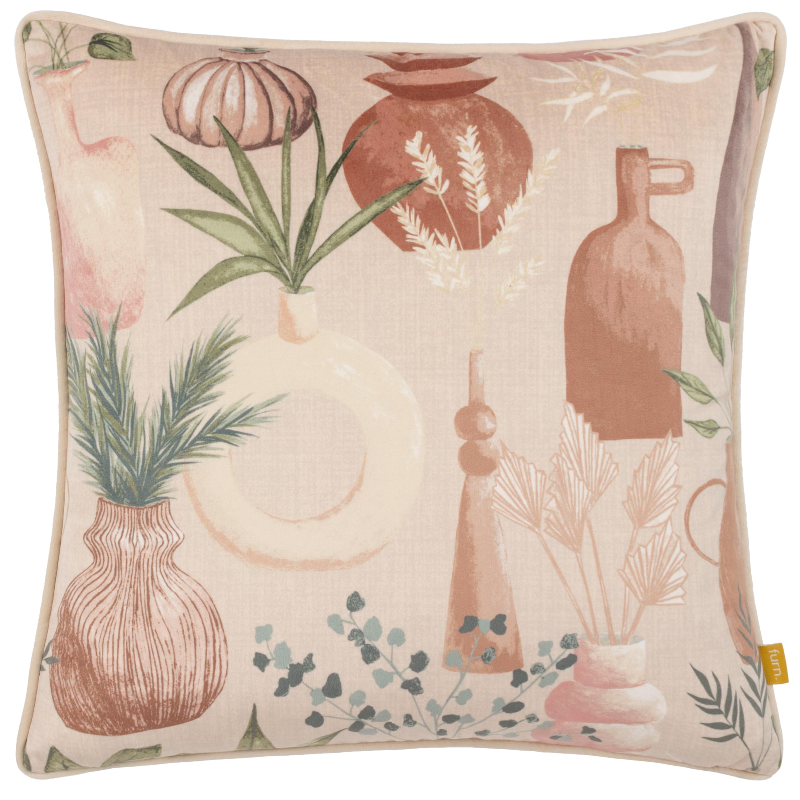 furn. Earthen Velvet Piped Feather Filled Cushion