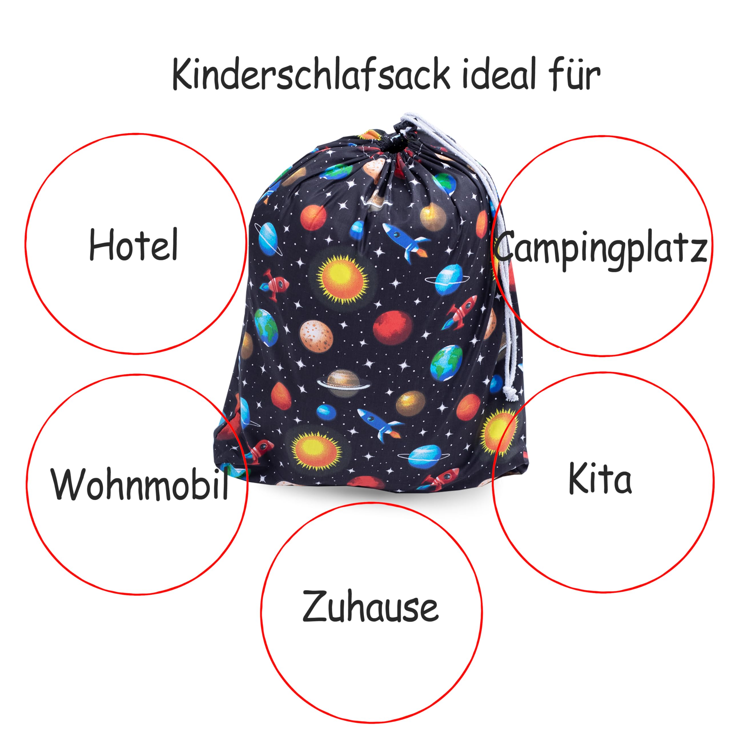 PinkZebra Schlafsack Kinder 140x75 cm mit Kissenbezug 60x40 cm & Beutel, Öko-Tex, bis 135 cm