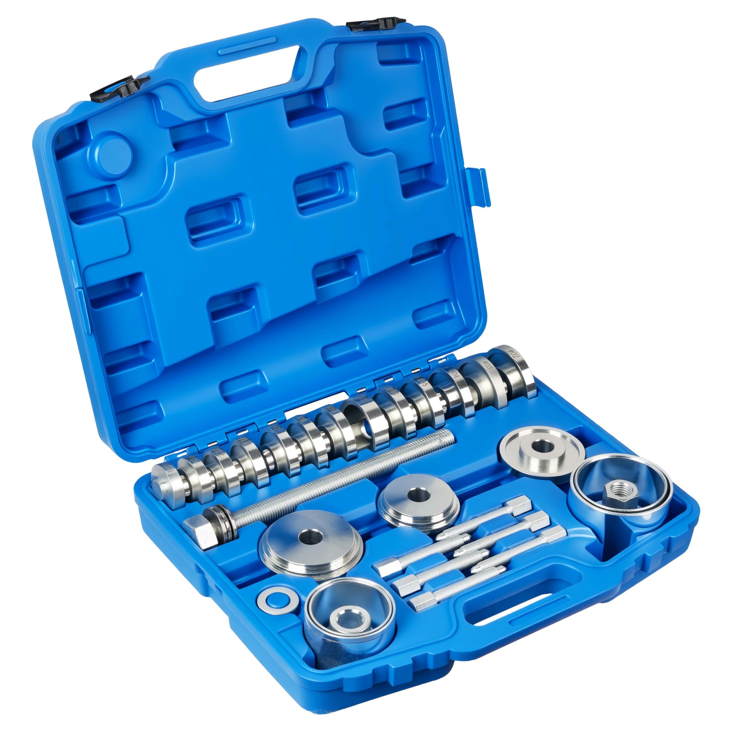 DAYUAN 31tlg Radlager Werkzeug, Radantriebslager Montagewerkzeug Satzt | Radlager Abzieher, Radnabe Ausdrücker, Montage/Demontage Set Druckplatten 55-83.4 mm, 1 Spindel，4 Demontage-Bolzen