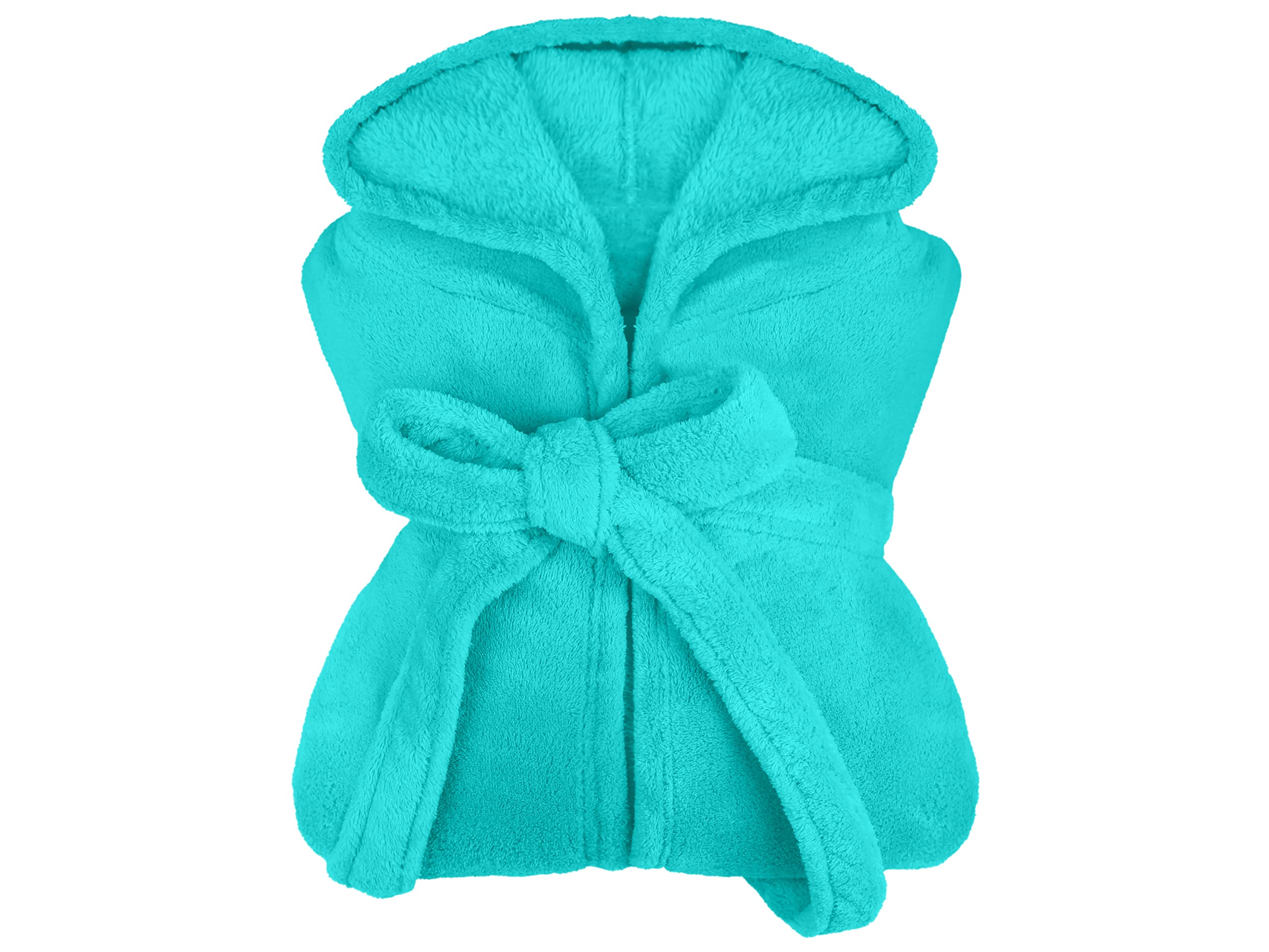 npluseins extra weicher Kapuzen-Bademantel aus Kuschelfleece - in modernen Farben und verschiedenen Größen - Unisex & wadenlang