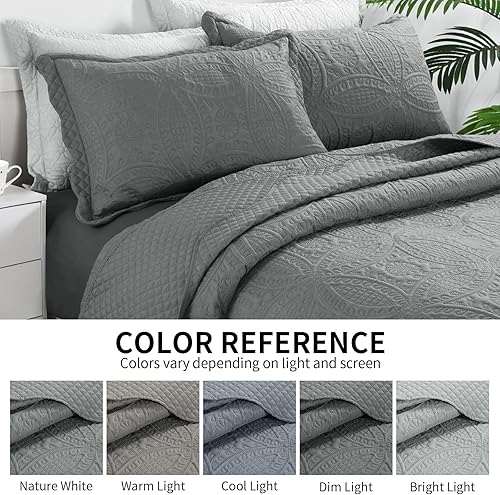 Miniatura 4 de HOMBYS Colchas King de Tamaño Grande 122"x138", Juego de Colcha Extra Ancho y Ligero, Juego de Ropa de Cama, Suave, Duradero y Transpirable,