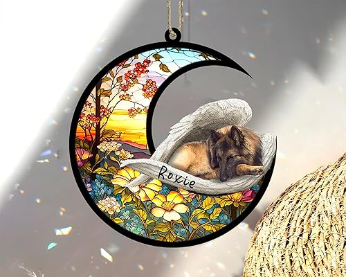 Miniatura 248 de Chow Chow Dog Memorial Suncatcher, adorno de Navidad Chow Chow con nombre, atrapador de pérdida de mascotas, regalos para los amantes de los perros