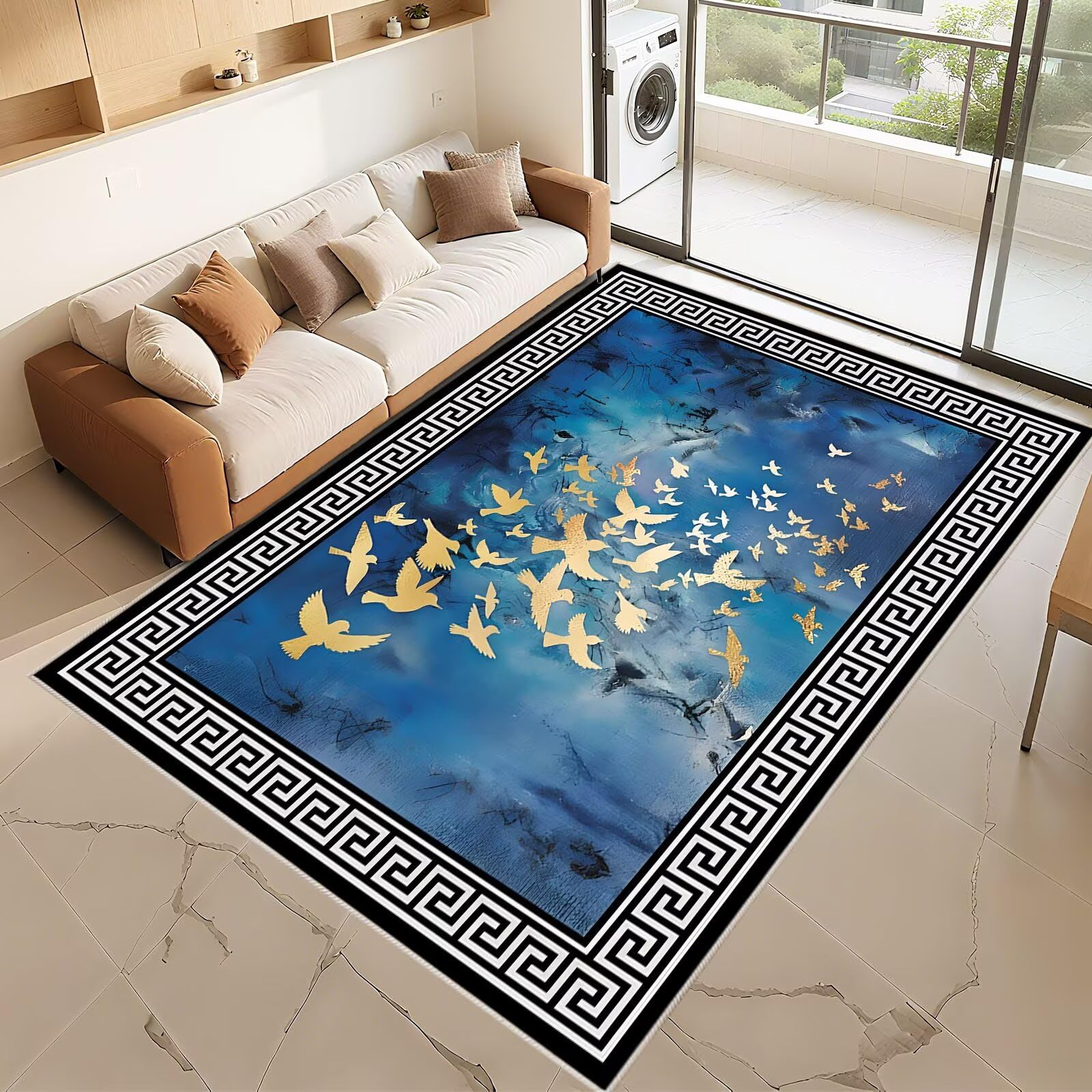 Tapis anti-poussière bleu lavable 90x150cm pour un air intérieur sain