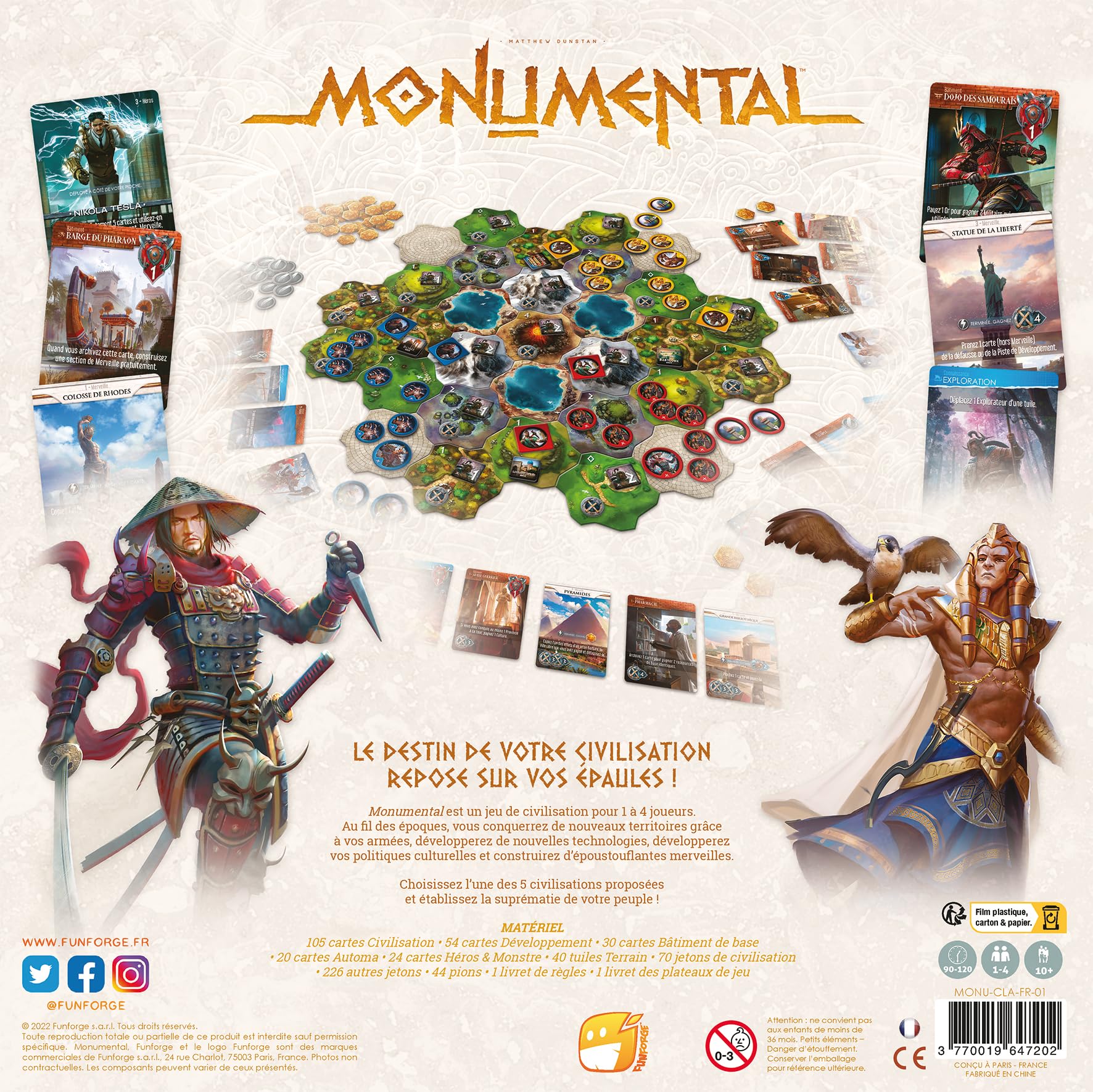 Asmodee Funforge Monumental - Gry planszowe - Gry cywilizacyjne - Gry strategiczne od 10 lat - 1 do 4 graczy - wersja francuska