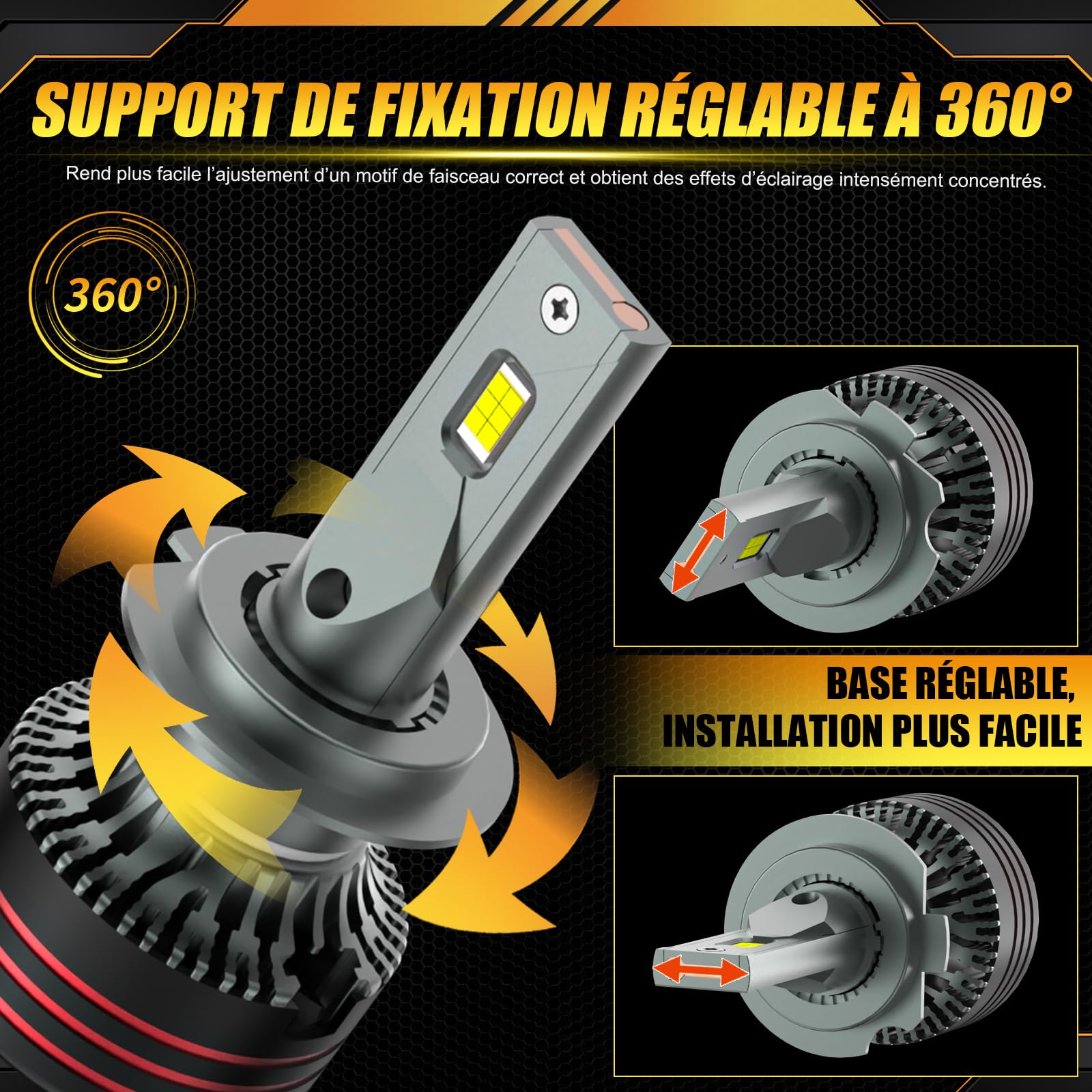 H7 Ampoule LED phare avant de Voiture, 240W 20000LM 6500K xenon blanc, +800% Plus Lumineux, Ultra Puissante, anti erreur, Homologué pour Véhicules route, Refroidissement Avancé(2 Lampe)