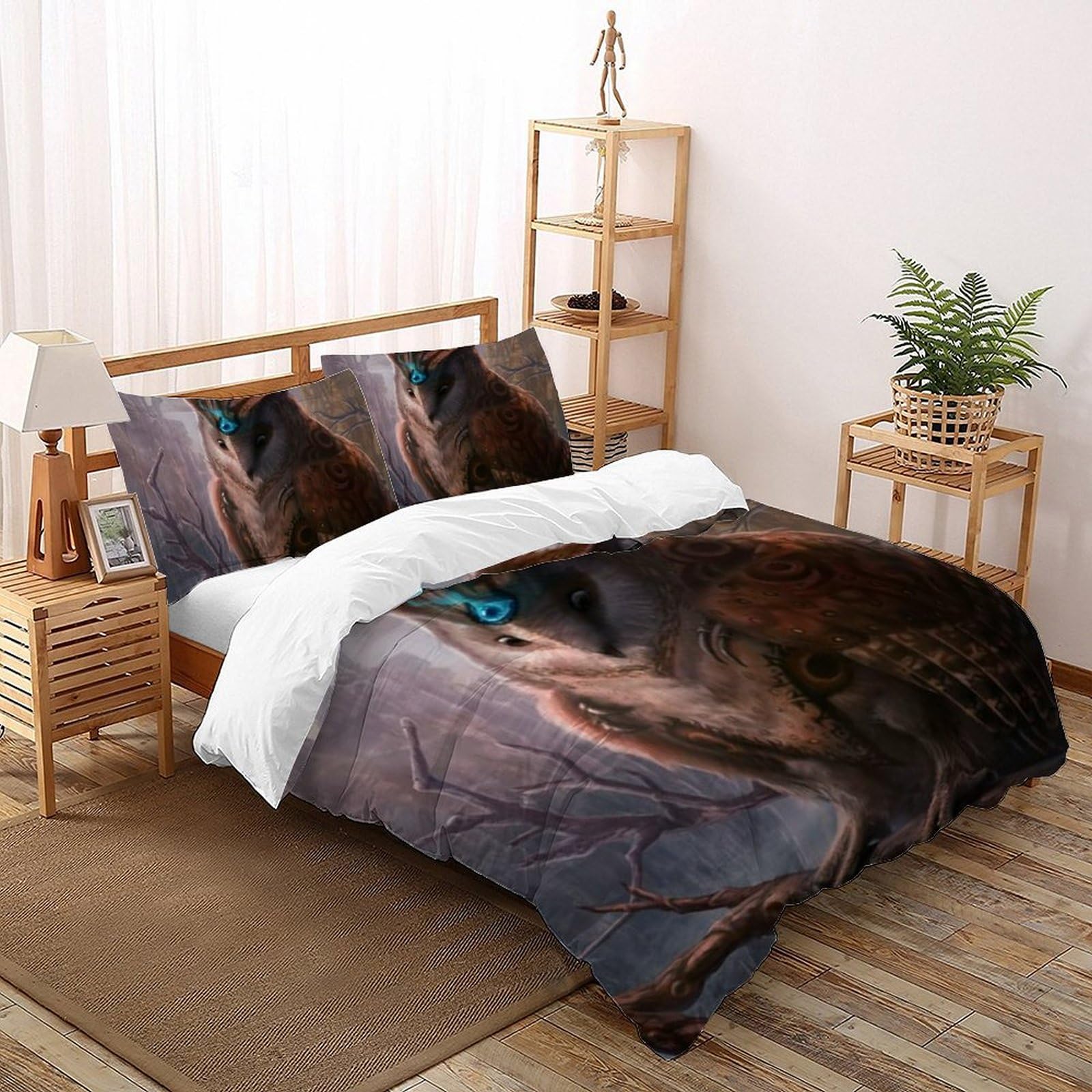 Housse de couette double 200x200cm animaux fermeture éclair pour lit de filles facile à laver