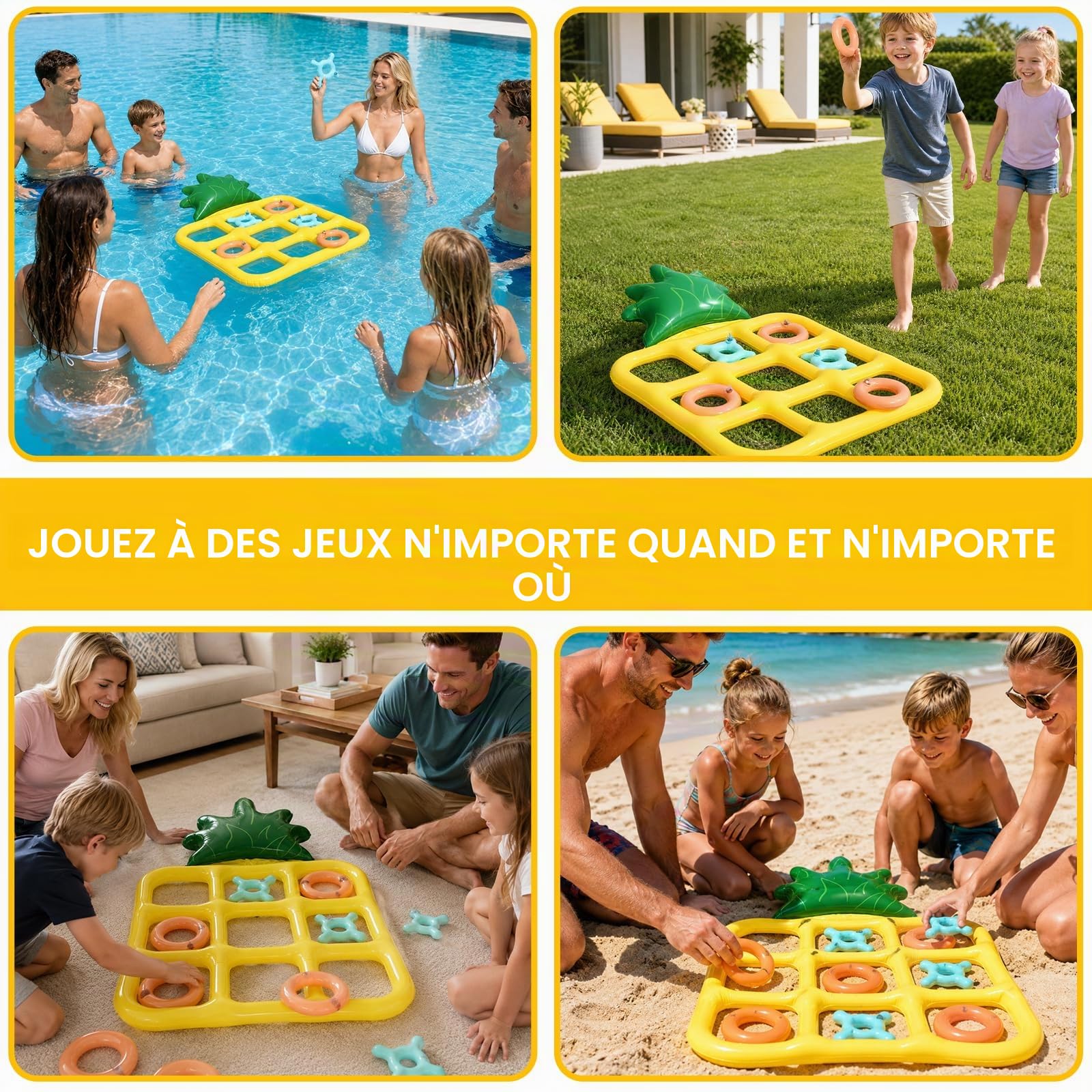Jeu Morpion Gonflable Piscine, Ananas Flottant, Jouet Plage, JeuxPiscine Adulte, Jeux d'Exterieur pour Enfant, Jeu Morpion GonflableDans Piscine, Tic-Tàc-Toé Jouet Gonflable pourPiscine