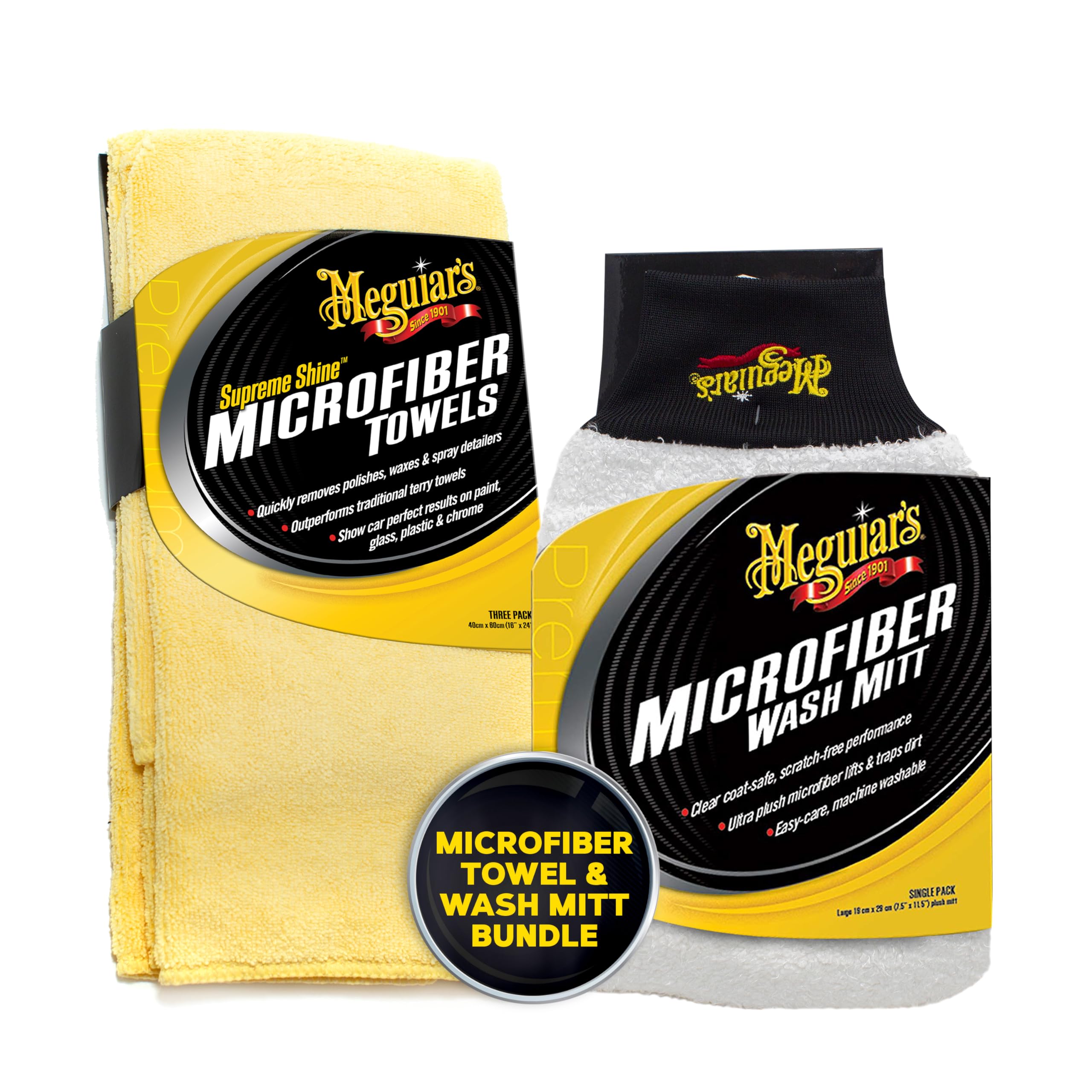 Meguiar's Supreme Shine Microfiber Towels X3002 Microfiber Wash Mitt Bundle