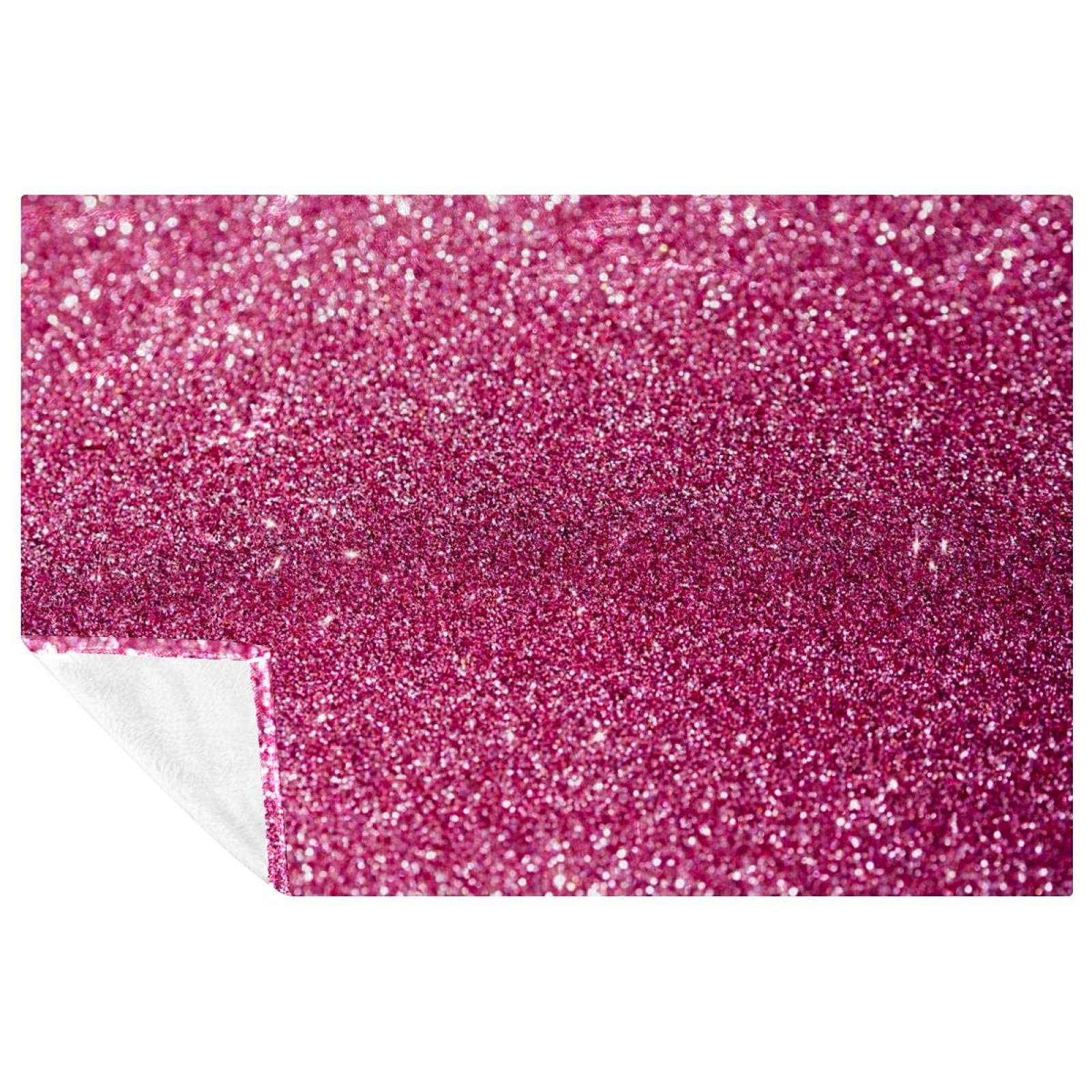Couverture rose à paillettes pour canapé et lit : jeté doux 150x100 cm