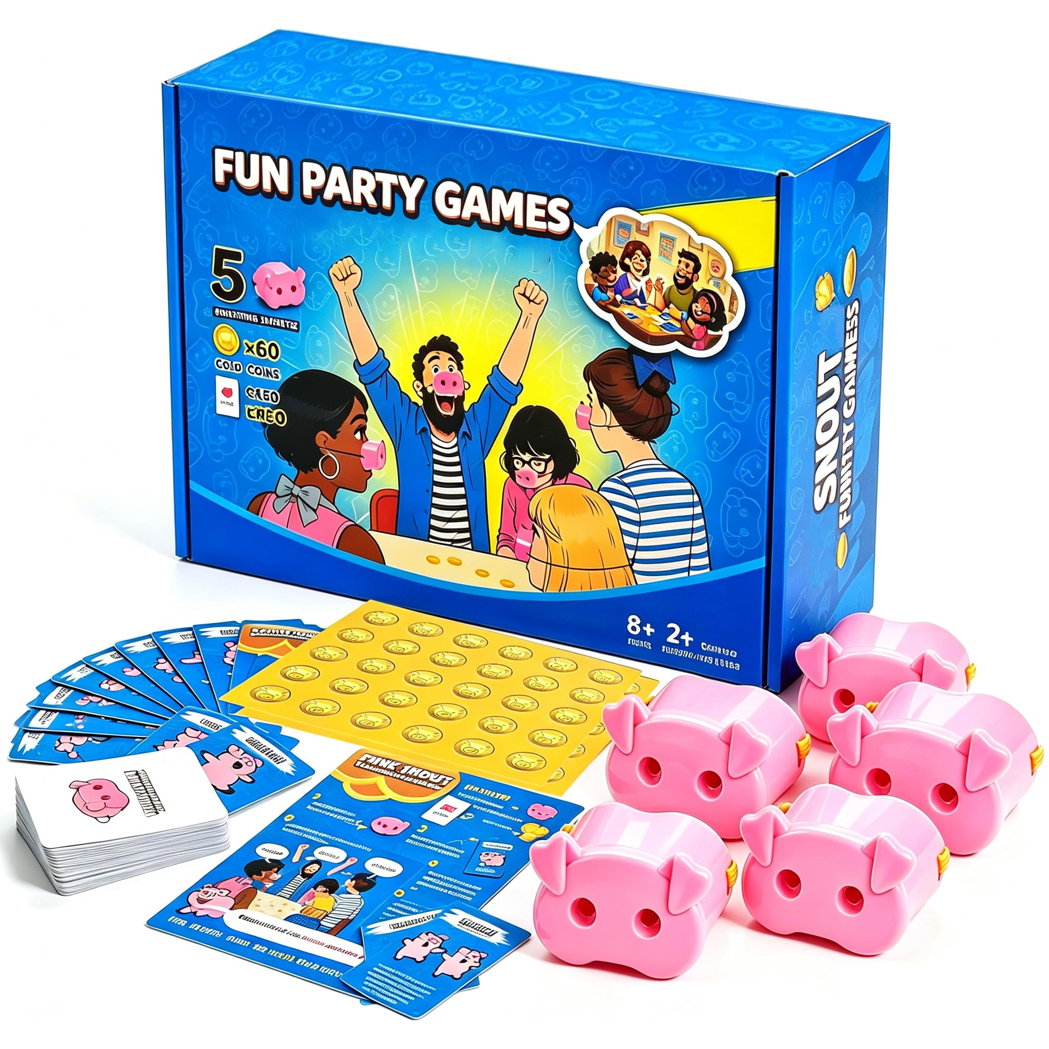 5 Pig Snouts, Nose funny pig game for adults, You Laugh You Lose Party Game