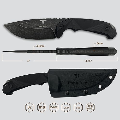 Miniatura 2 de Cuchillo táctico, cuchillo de caza, cuchillo de supervivencia, hoja de punto de caída, mango G10, funda Kydex, clip Molle, cuchillos de hoja fija,
