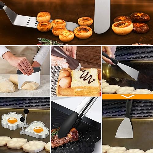 Miniatura 7 de Hisencn RV de 22 pulgadas  Parrilla plana portátil antiadherente con bolsa de transporte y juego de herramientas de parrilla con tapa de cúpula