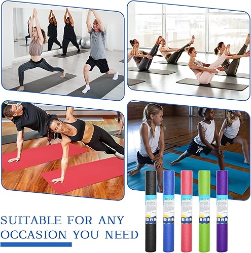 Miniatura 4 de 20 Pcs Yoga Mat Non Slip Fitness Exercise Mat Workout Mat with Strap for Women Gym Home Supplies, 72 x 24 Inch