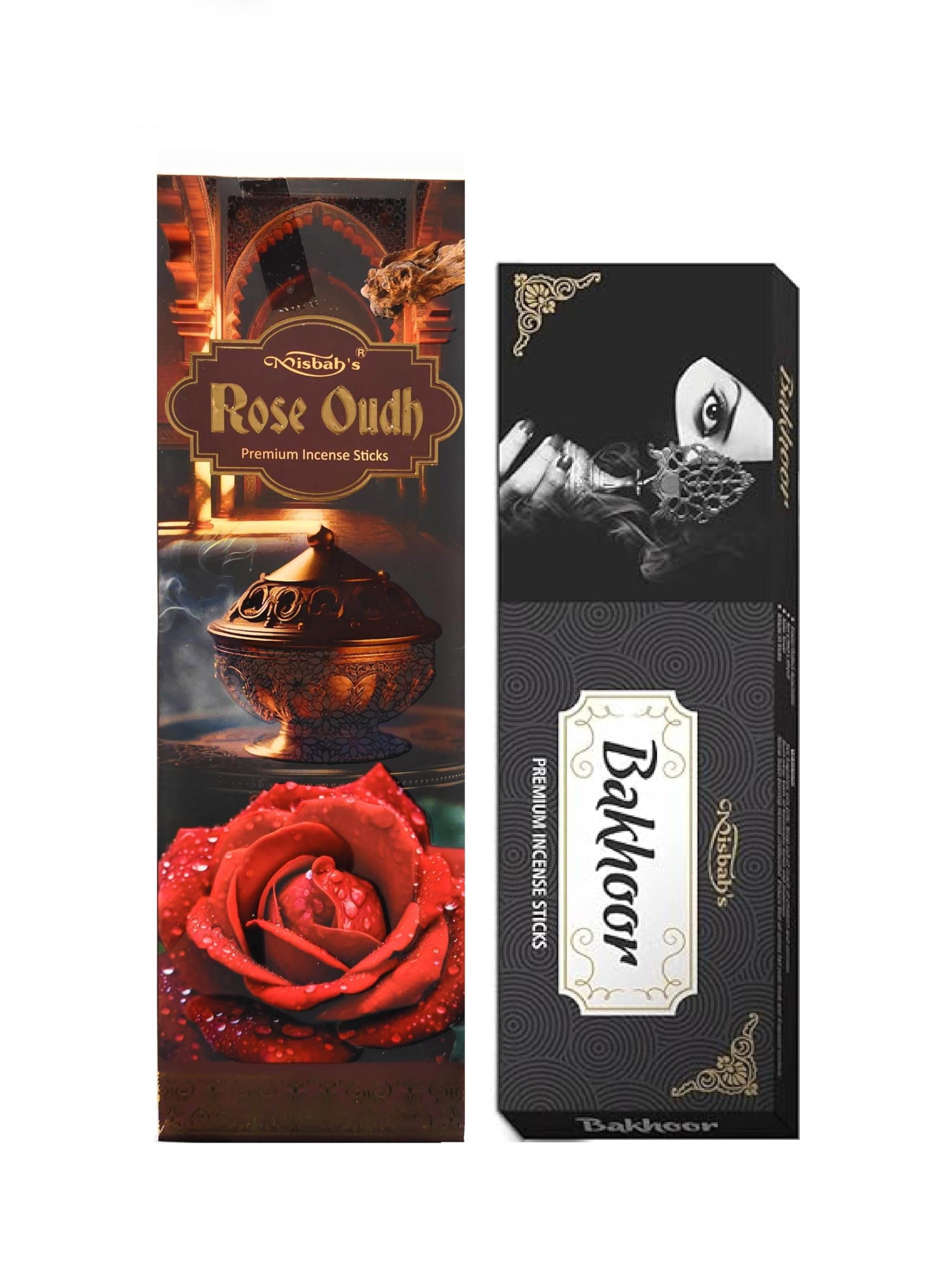 Misbah Premium Incense Sticks - Rose Oudh & Bakhoor Combo | (Pack of 2, 50gm Each) Fragrance of Oudh & Bakhoor-picture-32